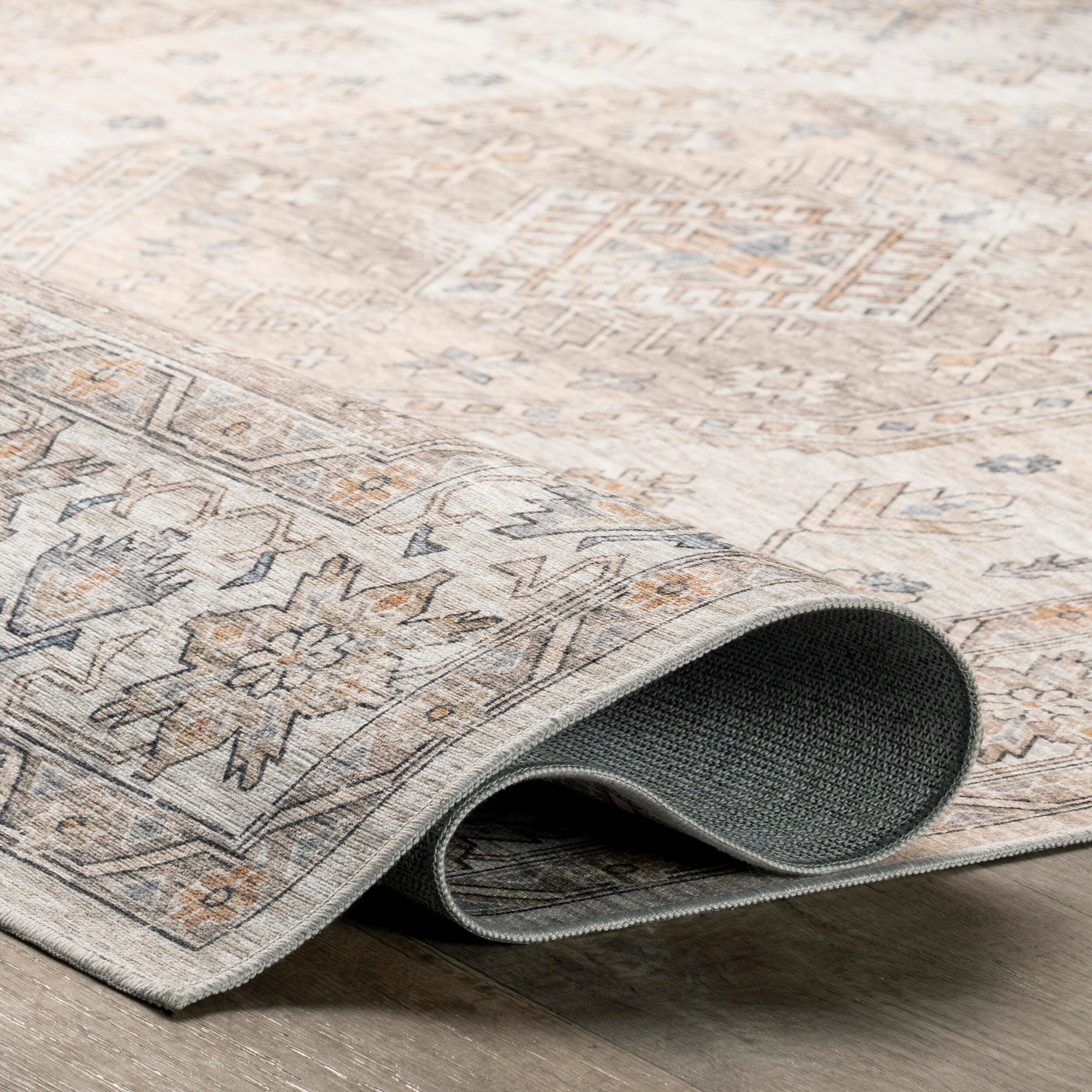 nuLOOM Darby Persian Stain Resistant Machine Washable Area Rug, Beige, large