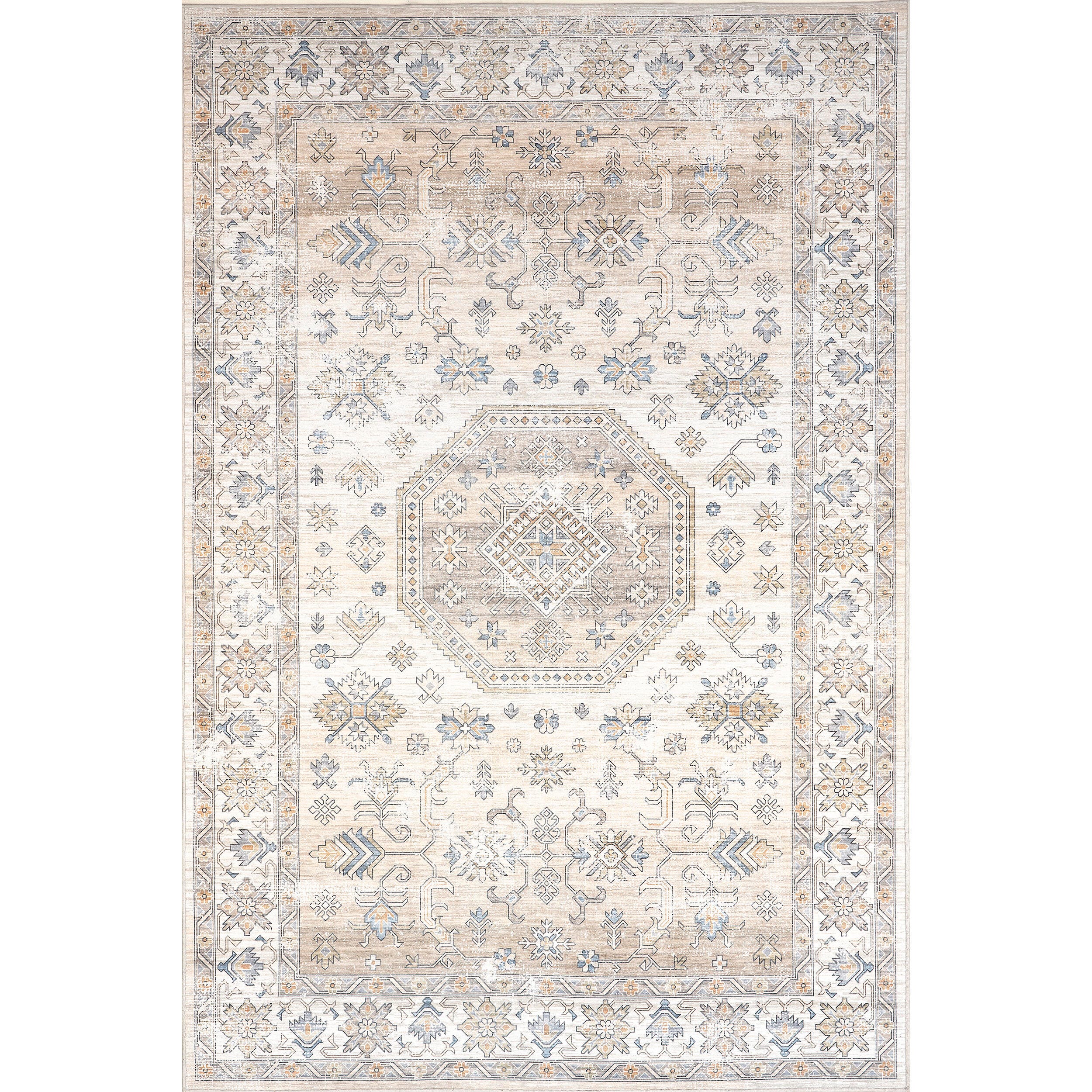 nuLOOM Darby Persian Stain Resistant Machine Washable Area Rug, Beige, large