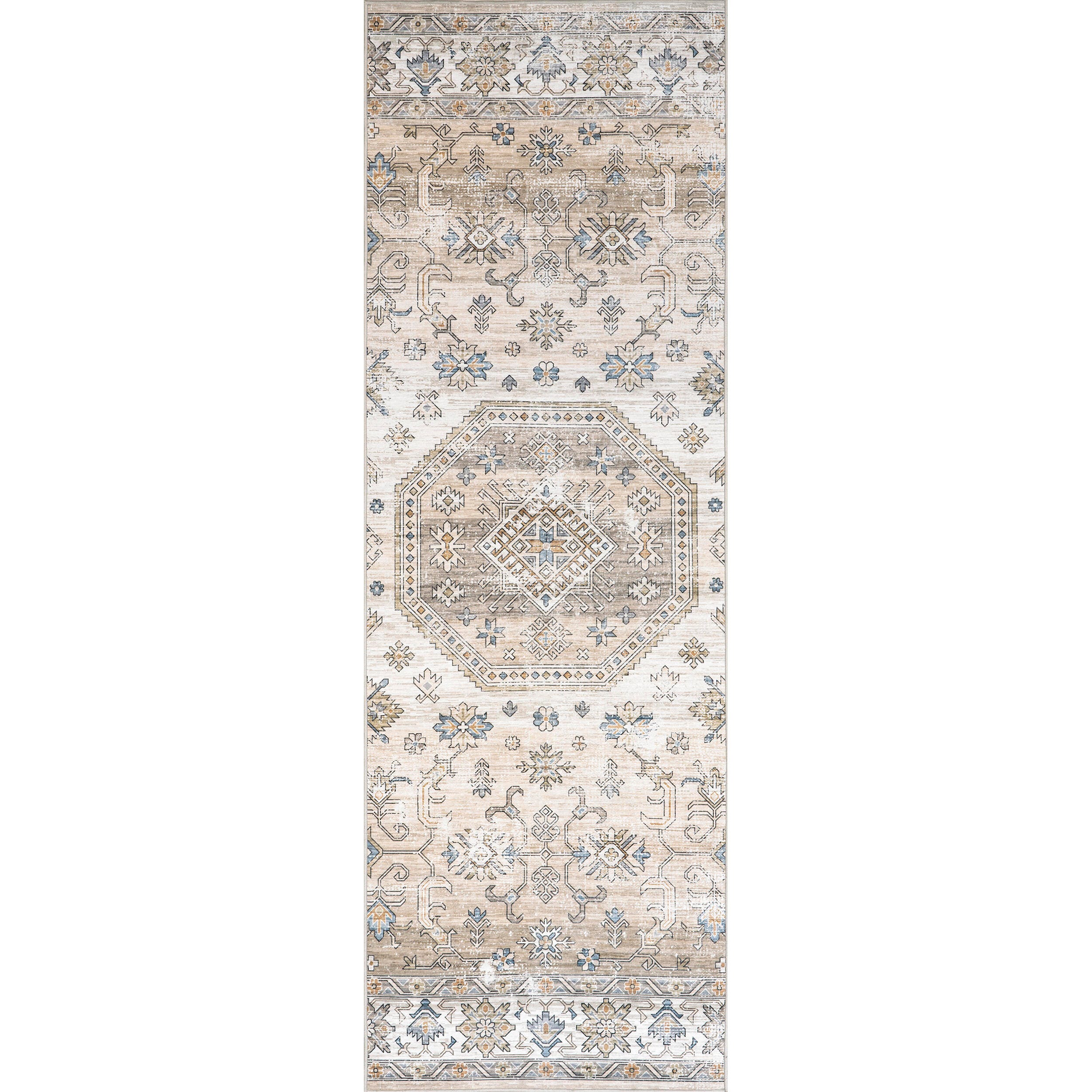 nuLOOM Darby Persian Stain Resistant Machine Washable Area Rug, Beige, large