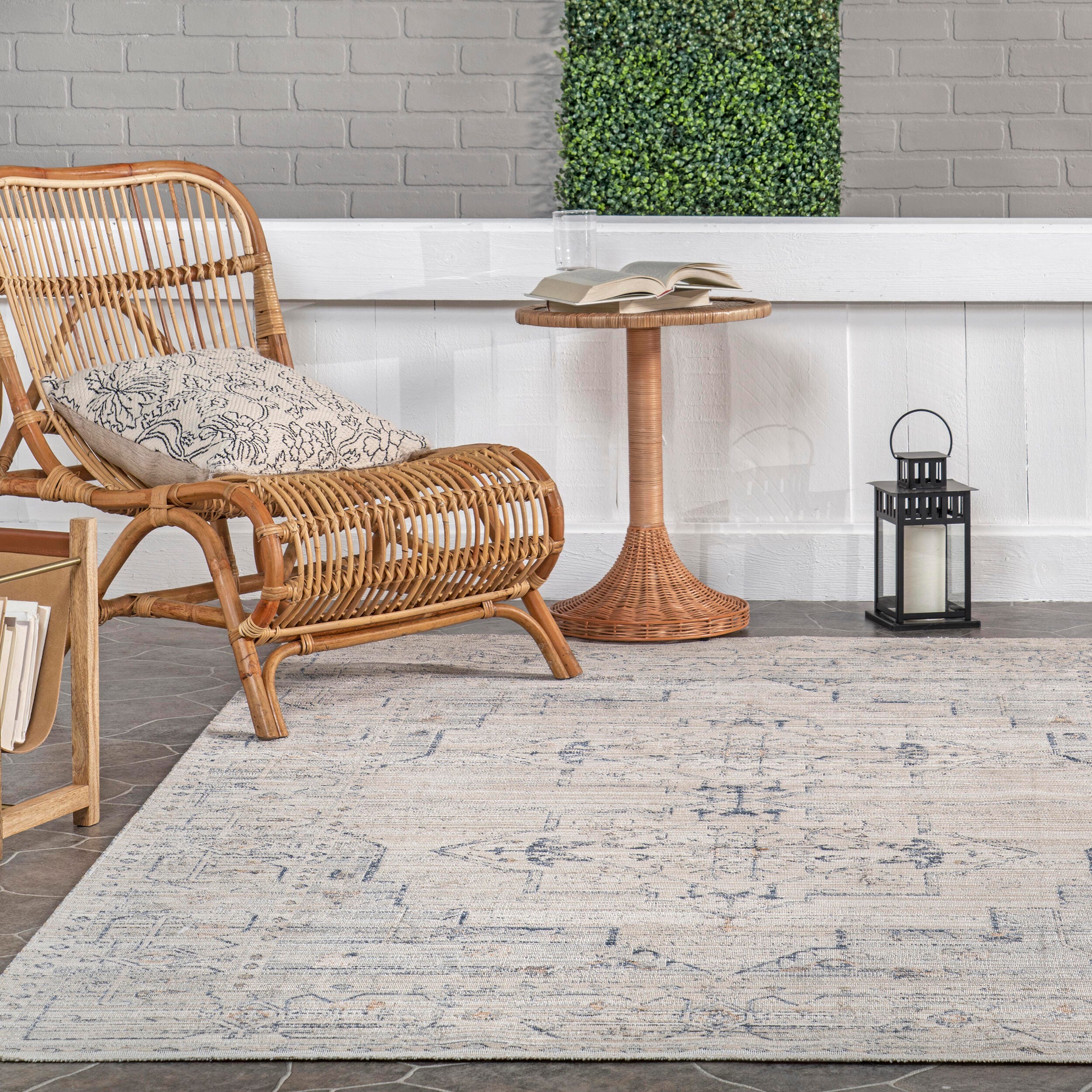 nuLOOM Lolita Faded Machine Washable Indoor/Outdoor Area Rug, Beige, large
