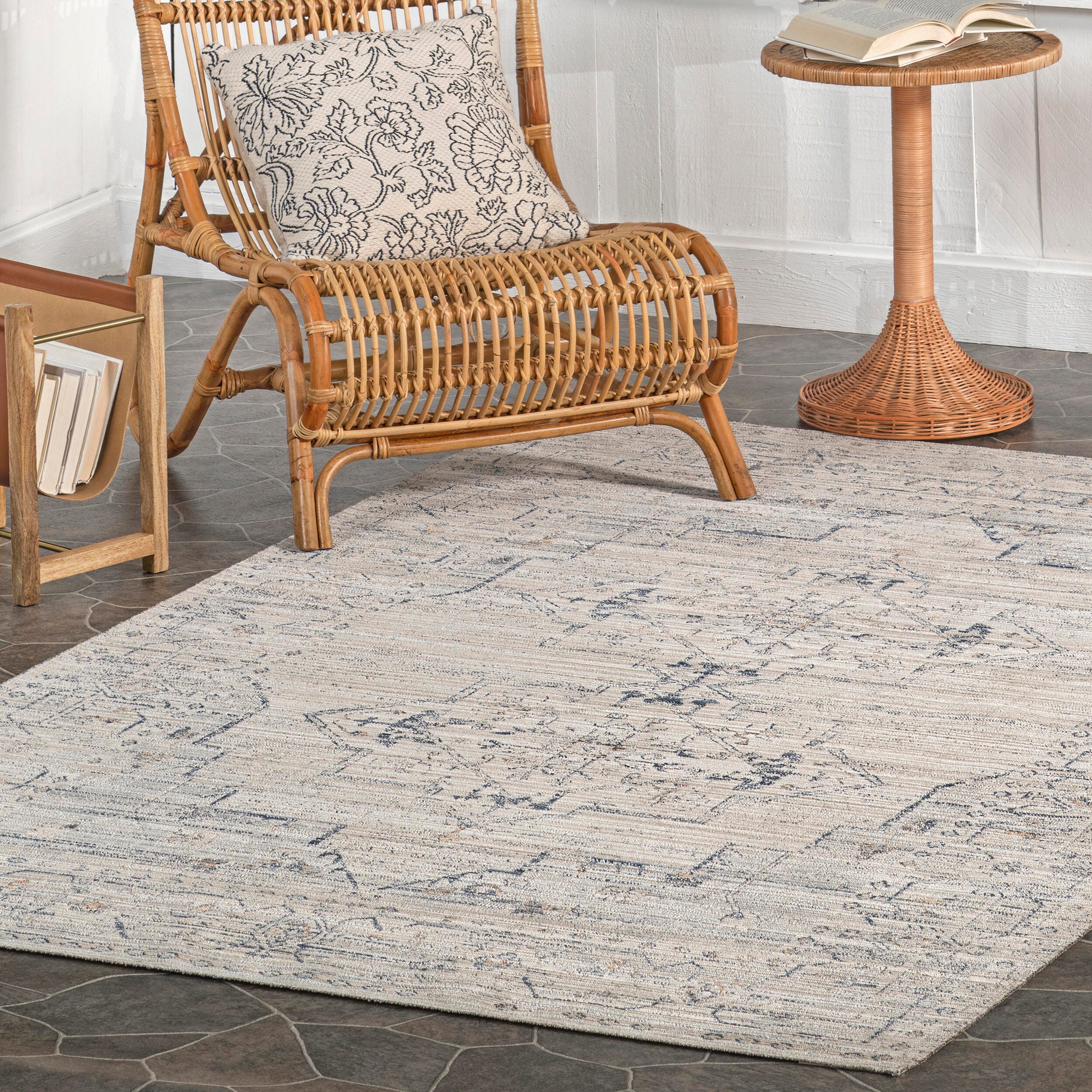 nuLOOM Lolita Faded Machine Washable Indoor/Outdoor Area Rug, Beige, large