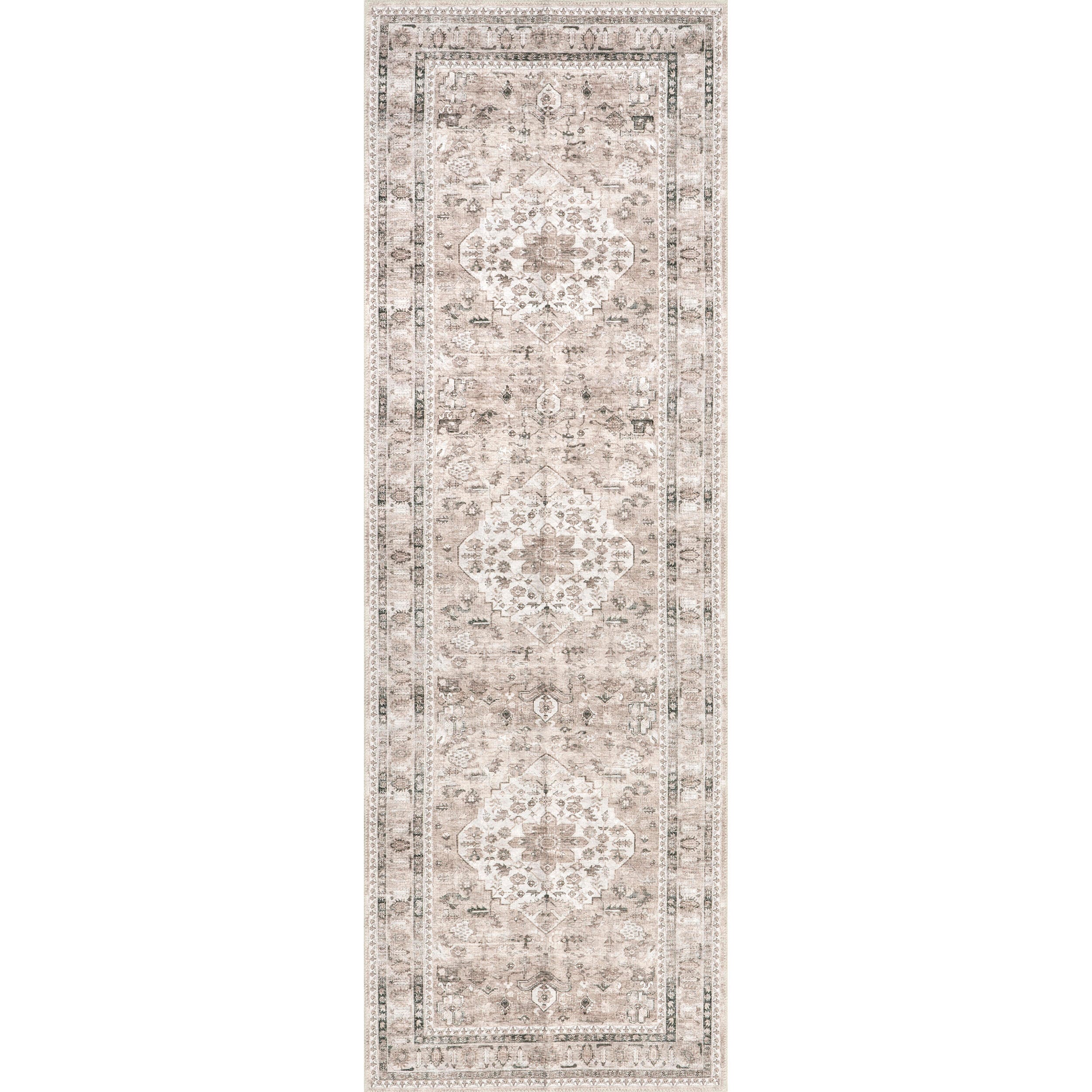 nuLOOM Davi Faded Stain-Resistant Machine Washable Area Rug, Stone, large