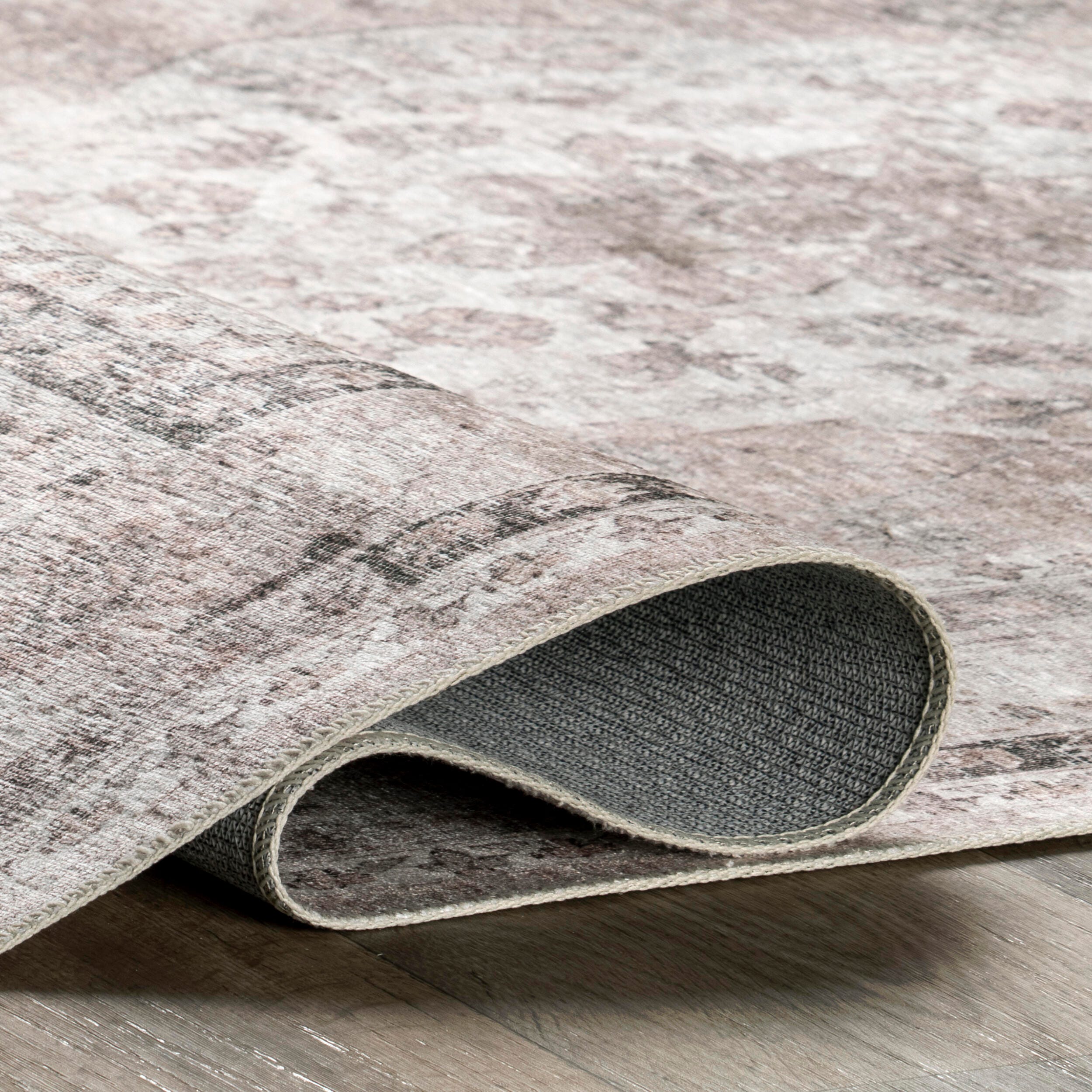 nuLOOM Davi Faded Stain-Resistant Machine Washable Area Rug, Stone, large