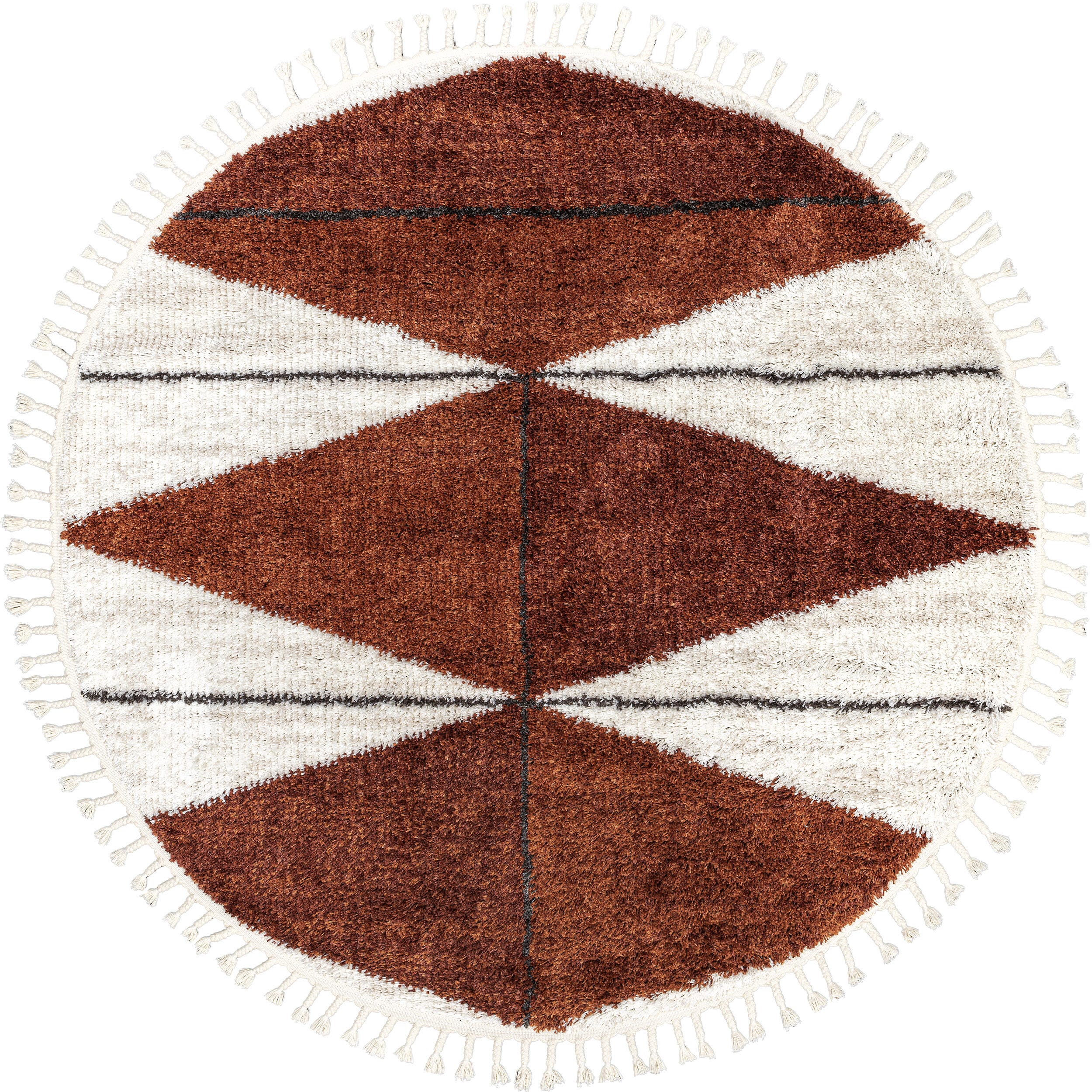 nuLOOM Kali Shaggy Diamond Tassel Area Rug, Rust, large