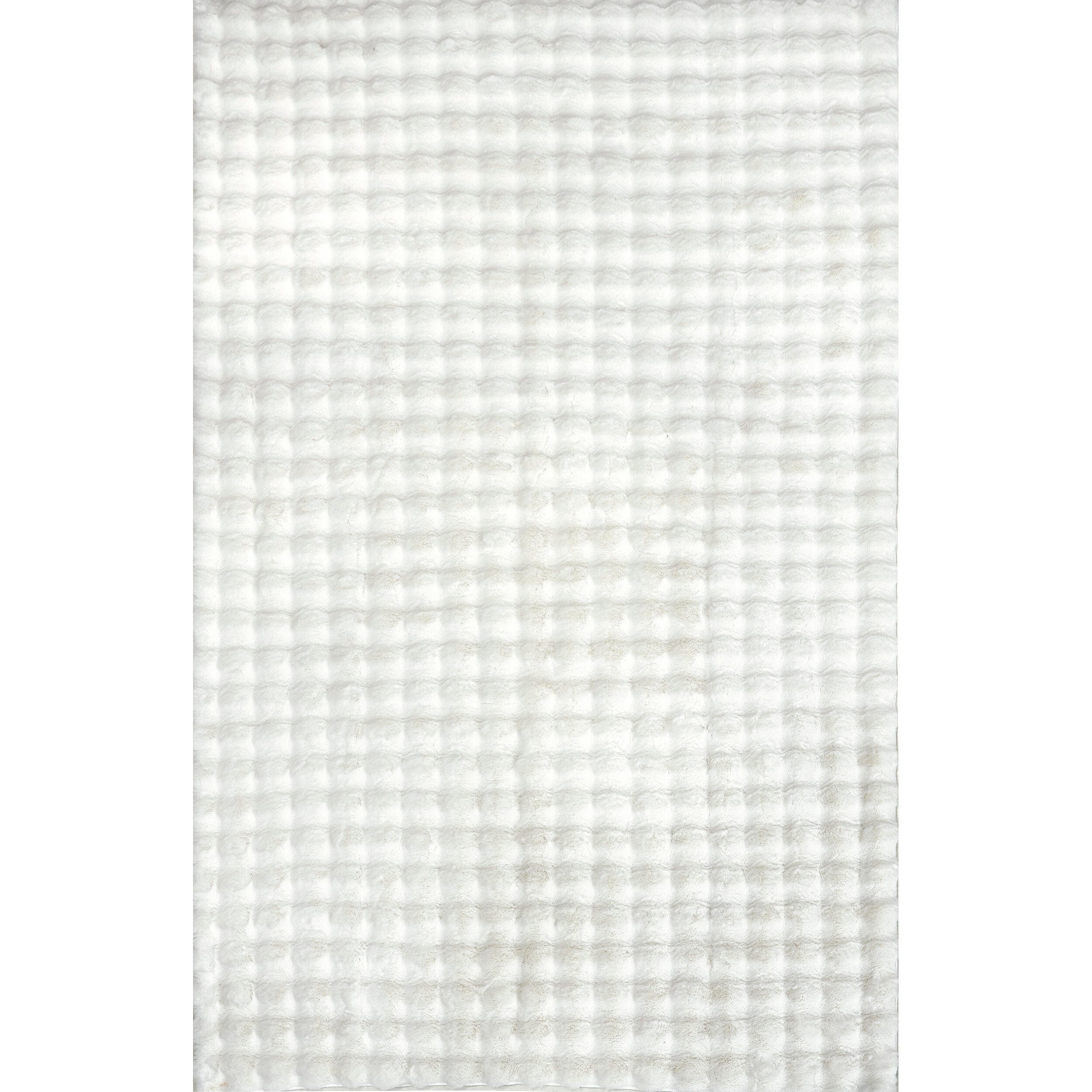 nuLOOM Jeni Solid Faux Rabbit Machine Washable Area Rug, White, large