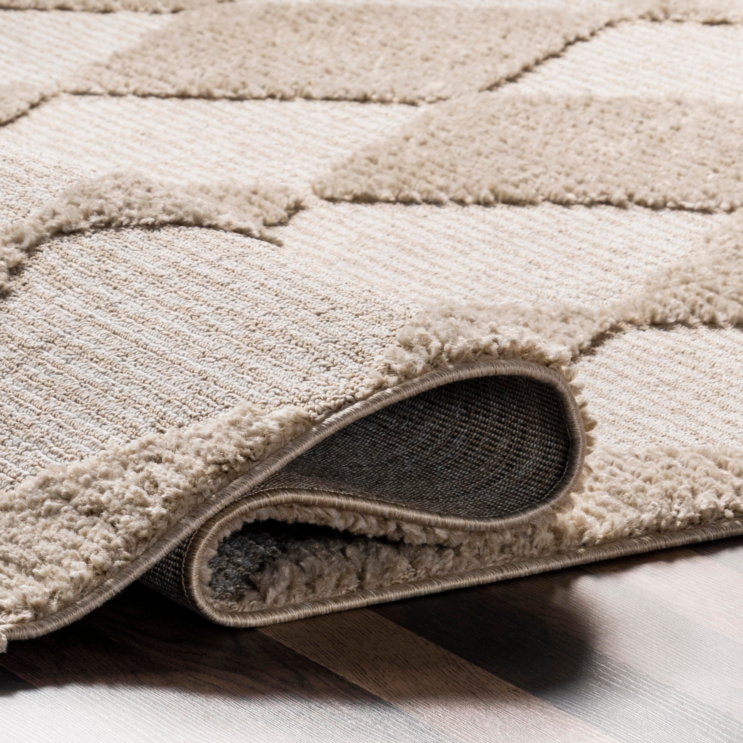 nuLOOM Marissa High/Low Diamond Tassel Area Rug, Ivory, large