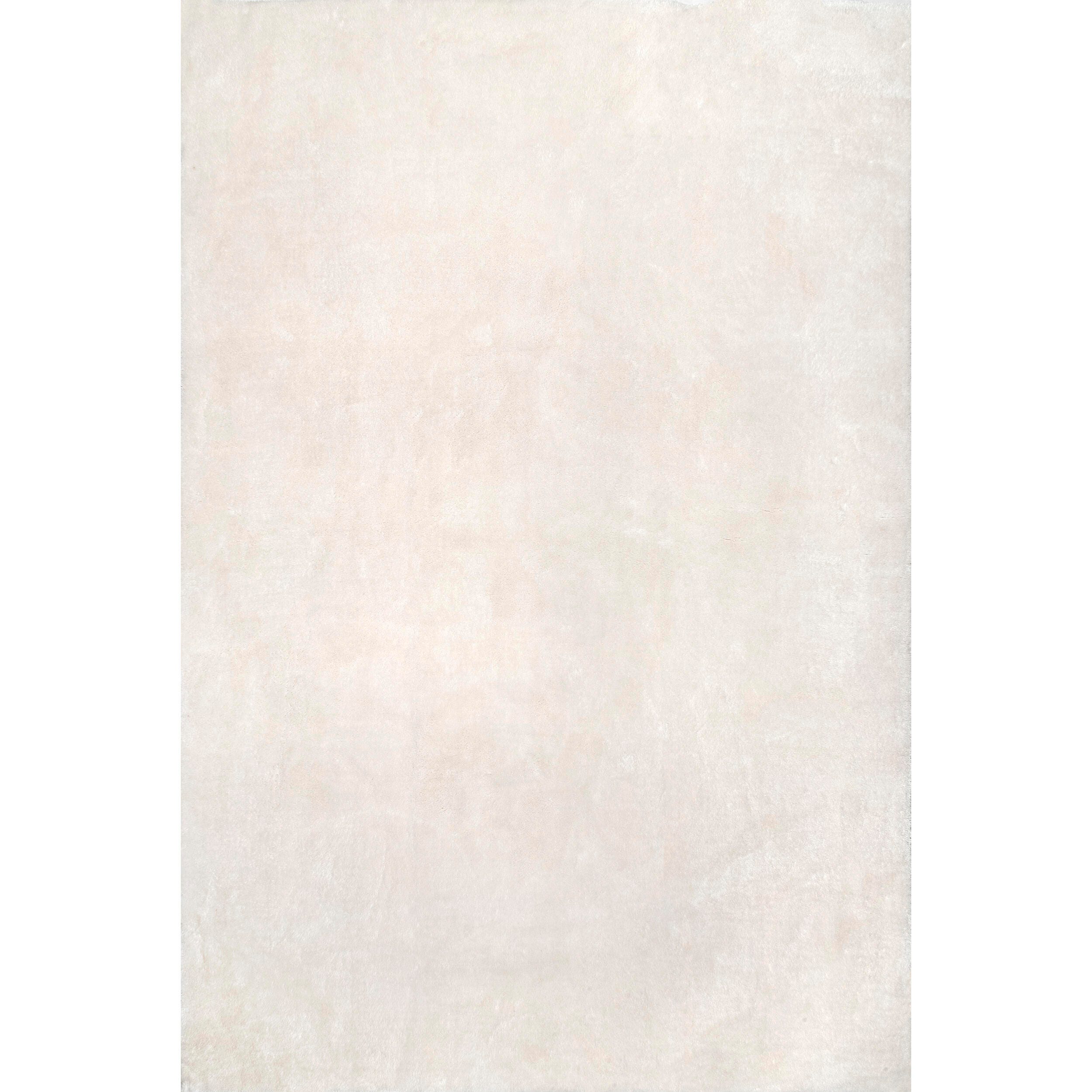 nuLOOM Loni Solid Machine Washable Shag Area Rug, White, large