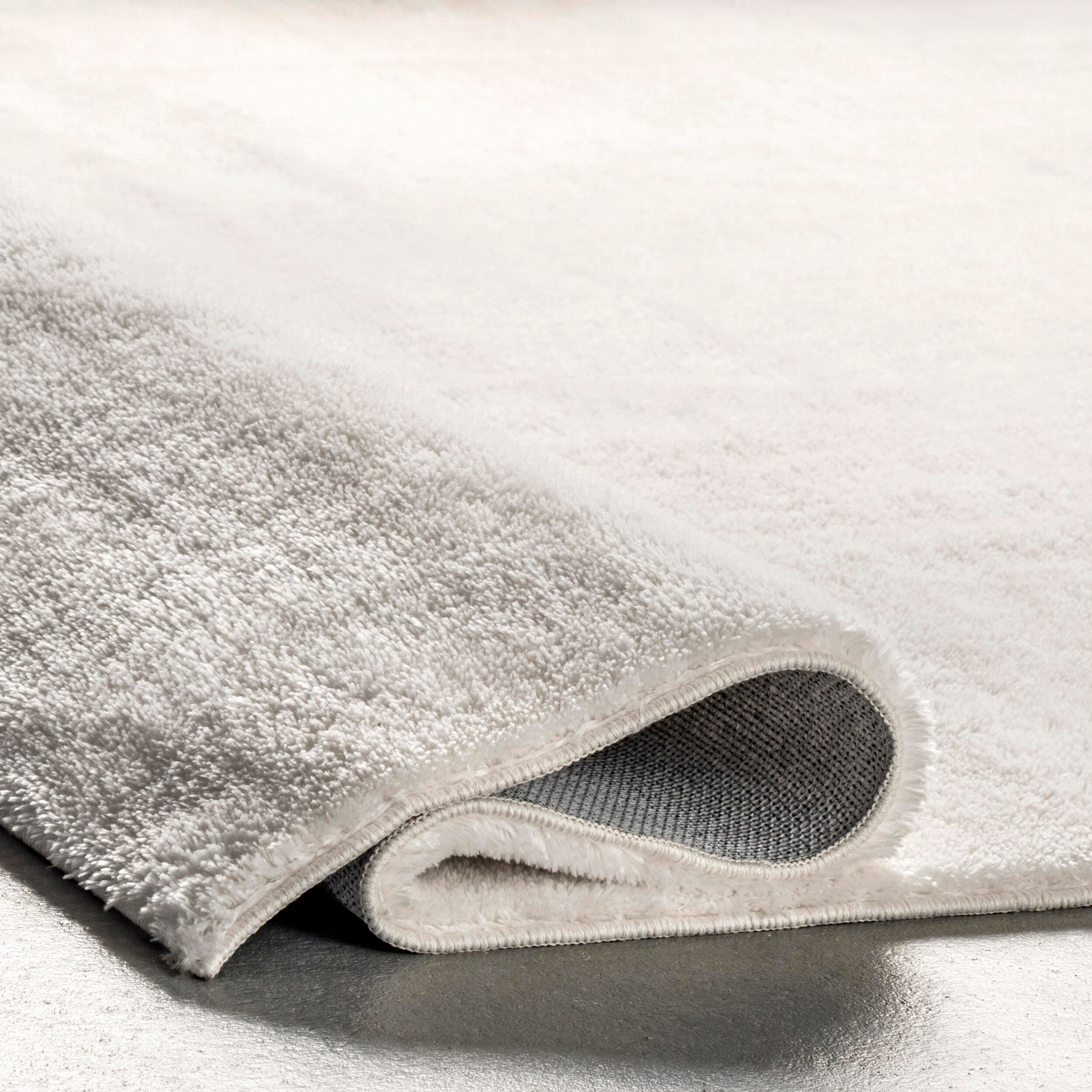 nuLOOM Loni Solid Machine Washable Shag Area Rug, White, large