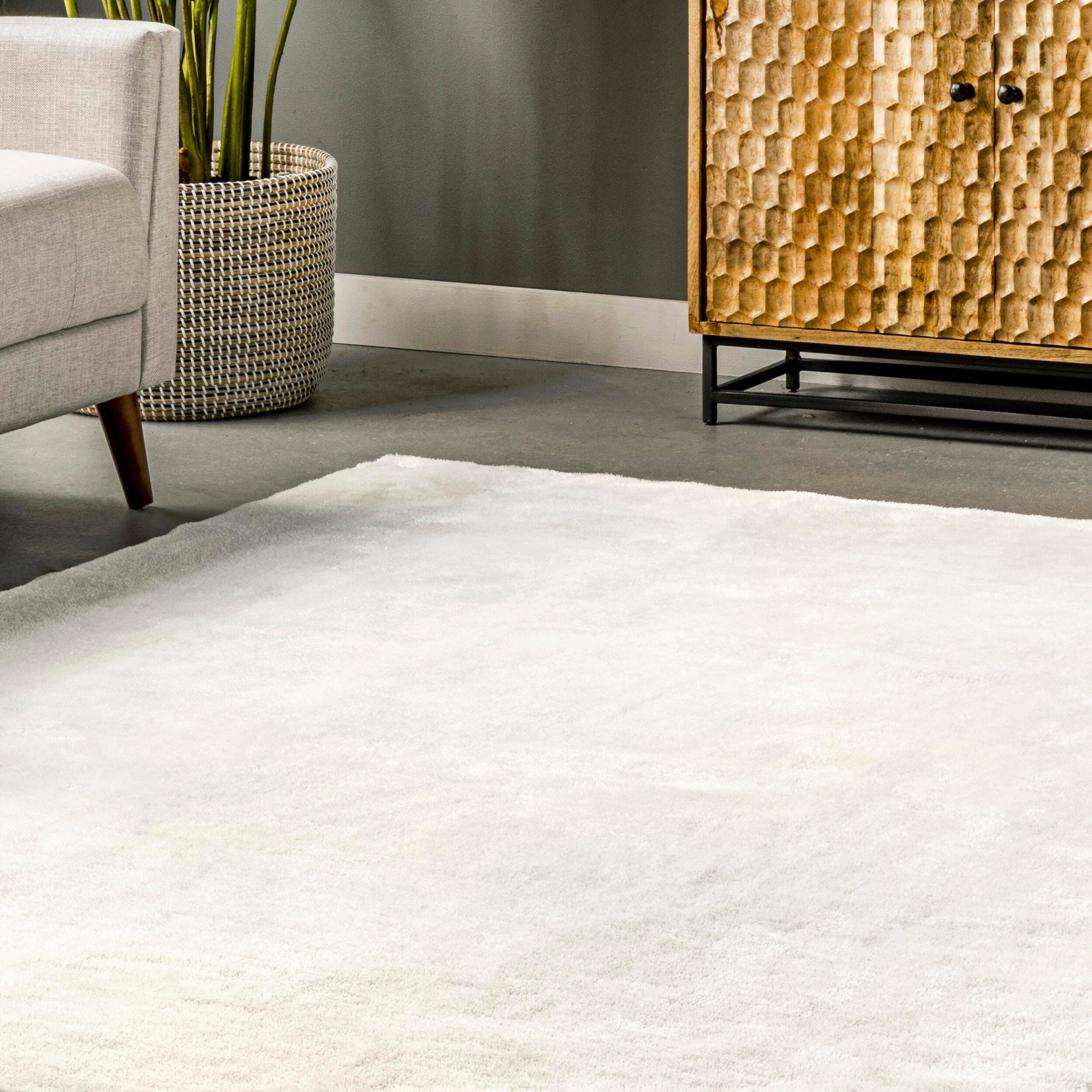 nuLOOM Loni Solid Machine Washable Shag Area Rug, White, large