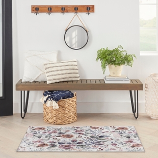 Nourison Home Machine Washable Series Rug, Ivory/Pink, rollover