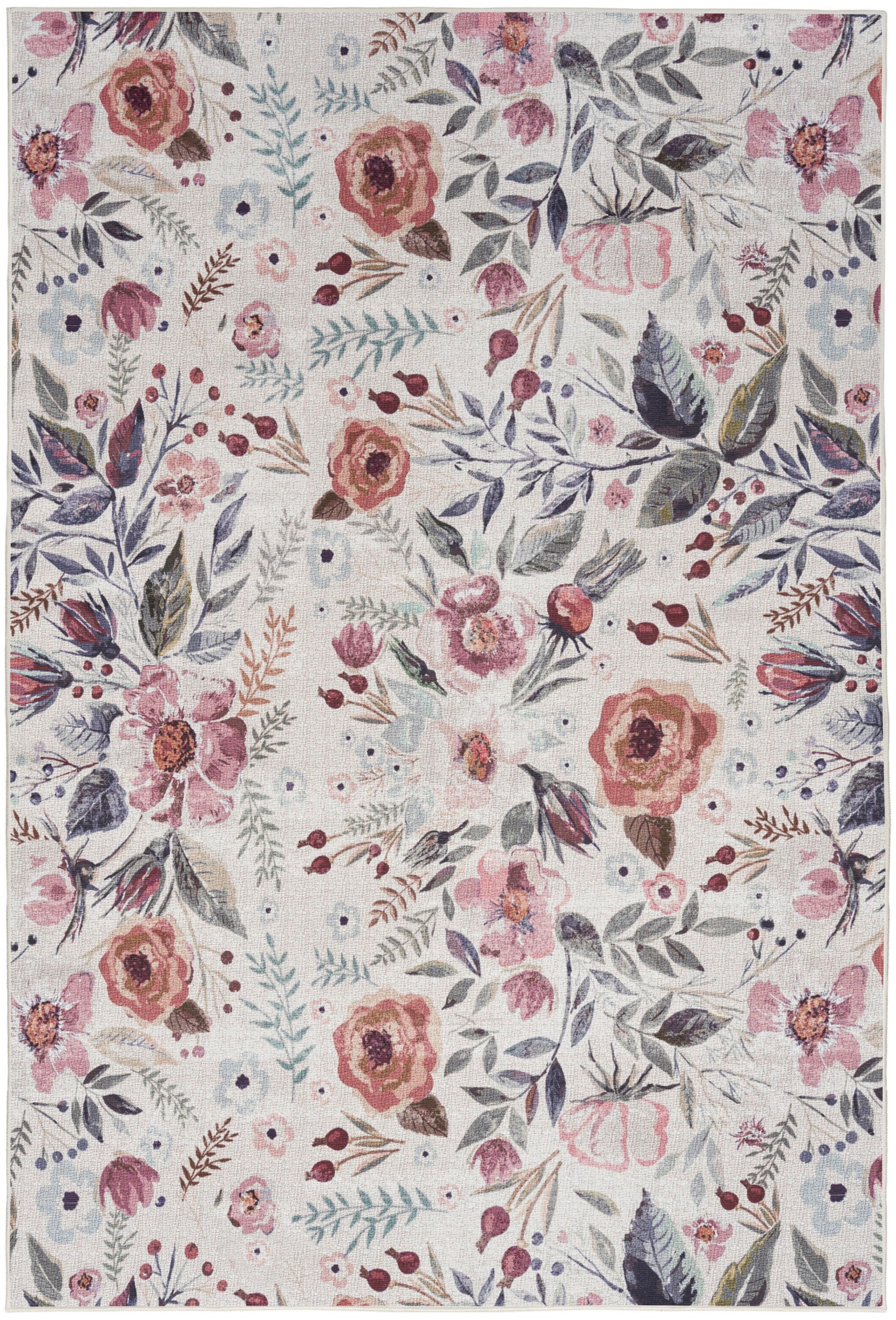Nourison Home Machine Washable Series Rug, Ivory/Pink, large