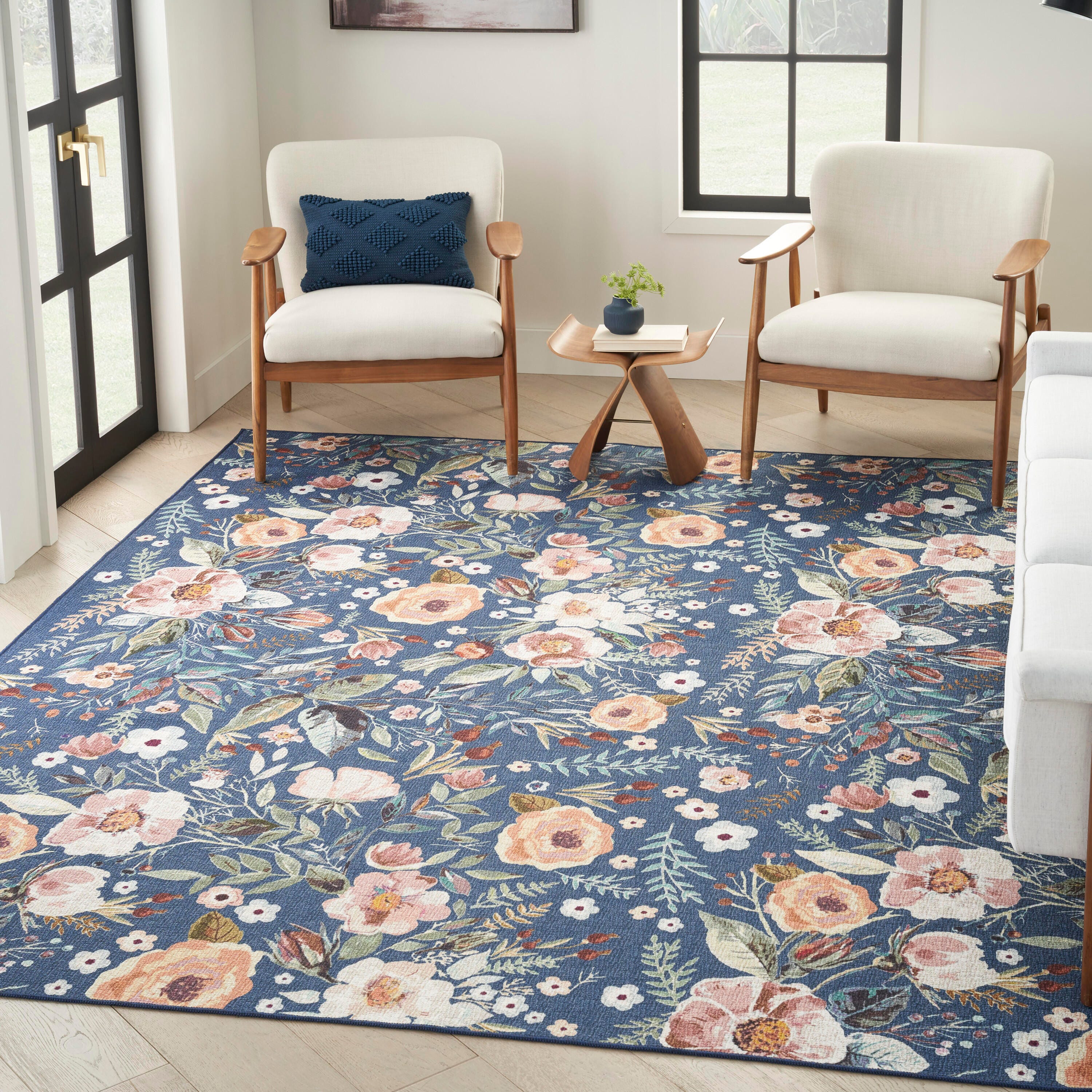 Nourison Home Machine Washable Series Rug, Navy Multi, rollover