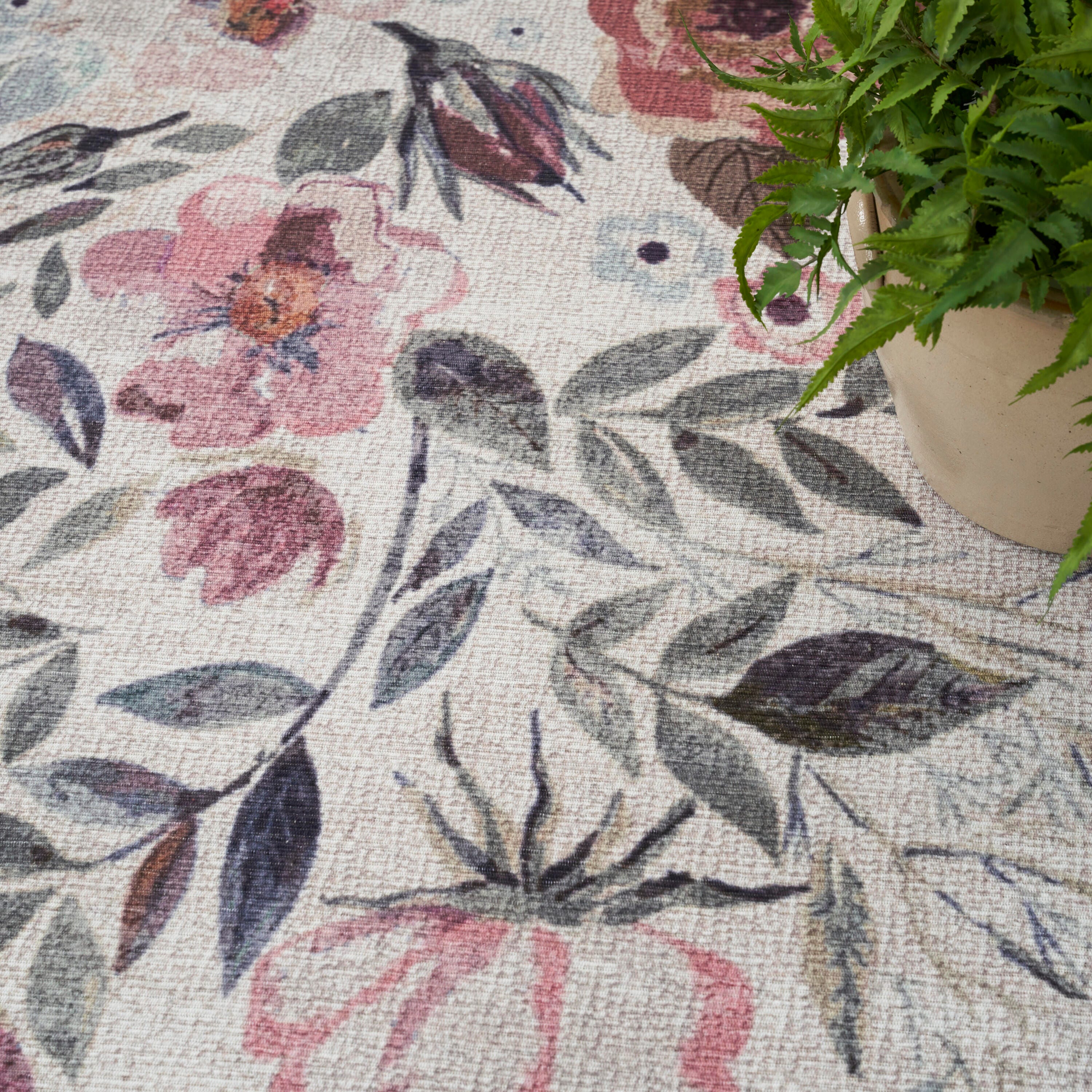 Nourison Home Machine Washable Series Rug, Ivory/Pink, large