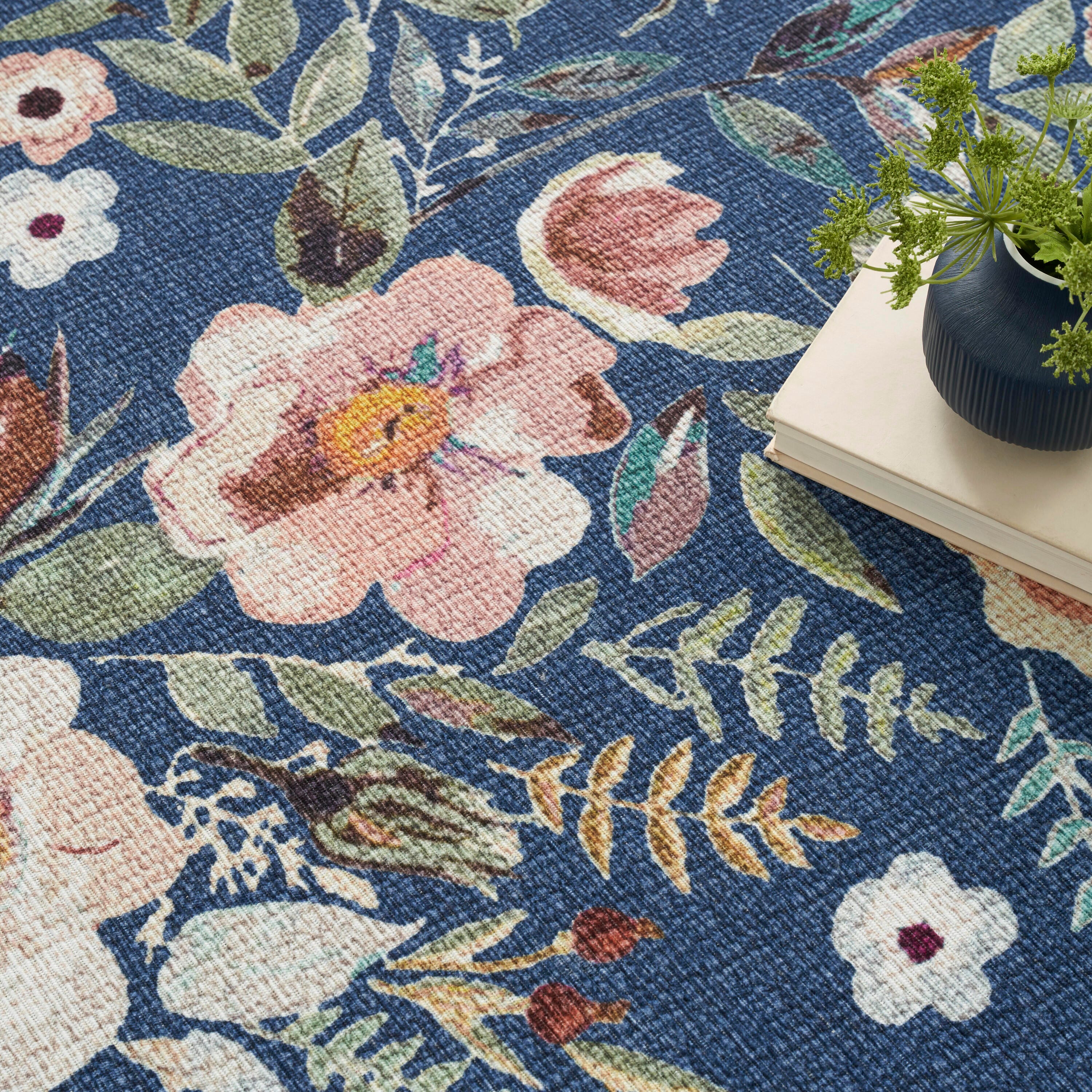 Nourison Home Machine Washable Series Rug, Navy Multi, large