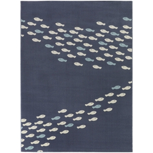 Sullivans Fish School Coastal 7' 10" x 10' Area Rug, Blue, large