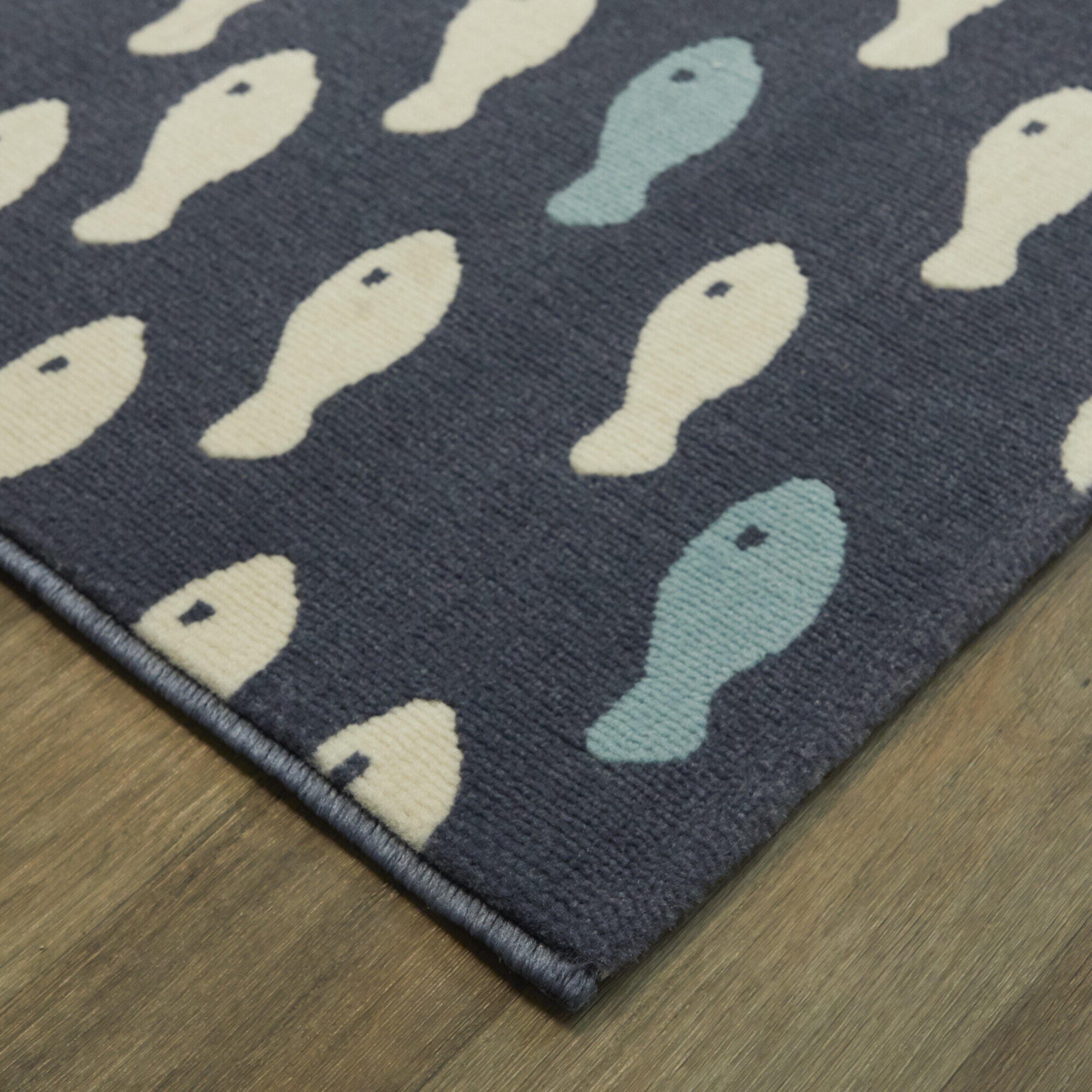 Sullivans Fish School Coastal 7' 10" x 10' Area Rug, Blue, large