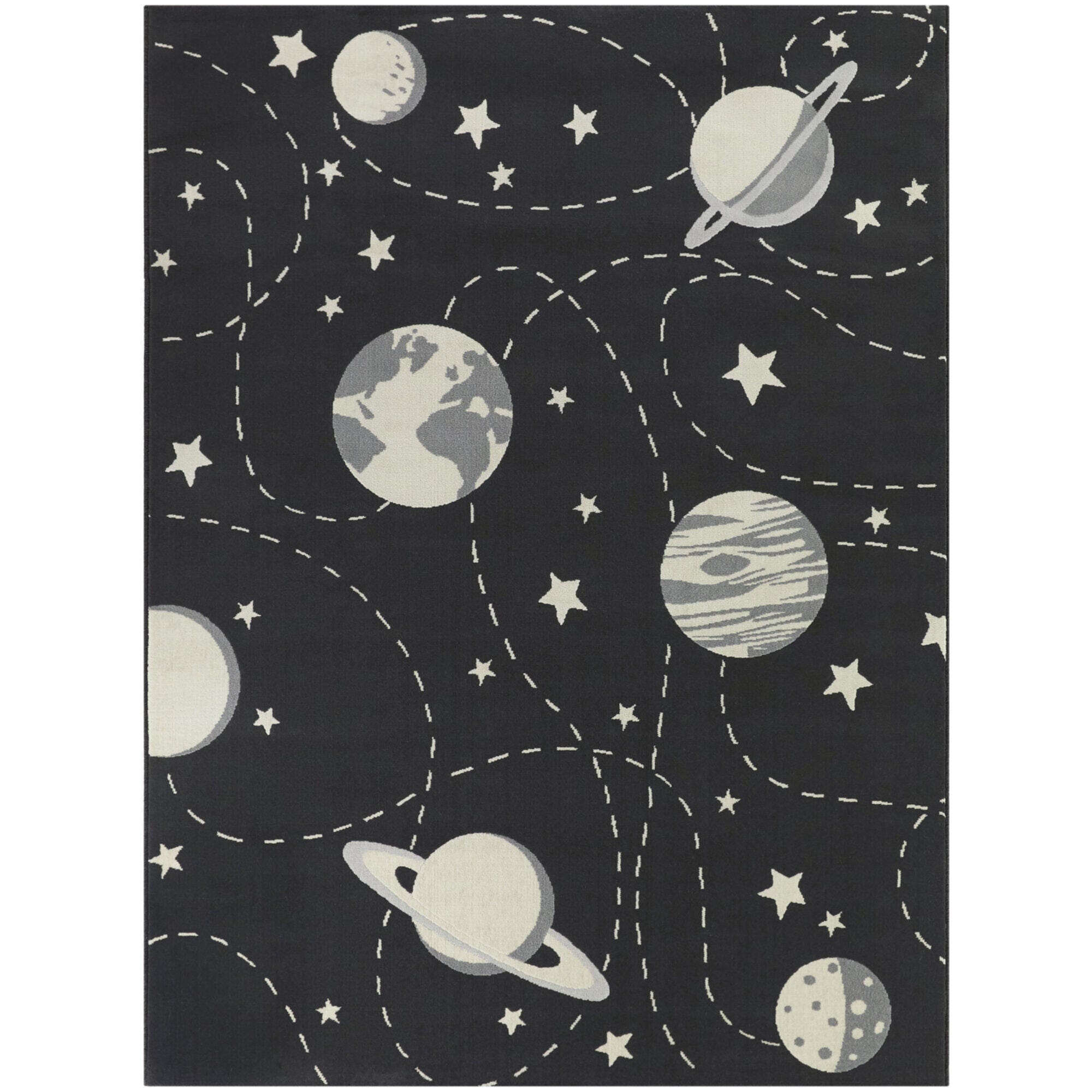 Sullivans Galaxy Orbit Kids 3' 11" x 5' 7" Area Rug, Black, large