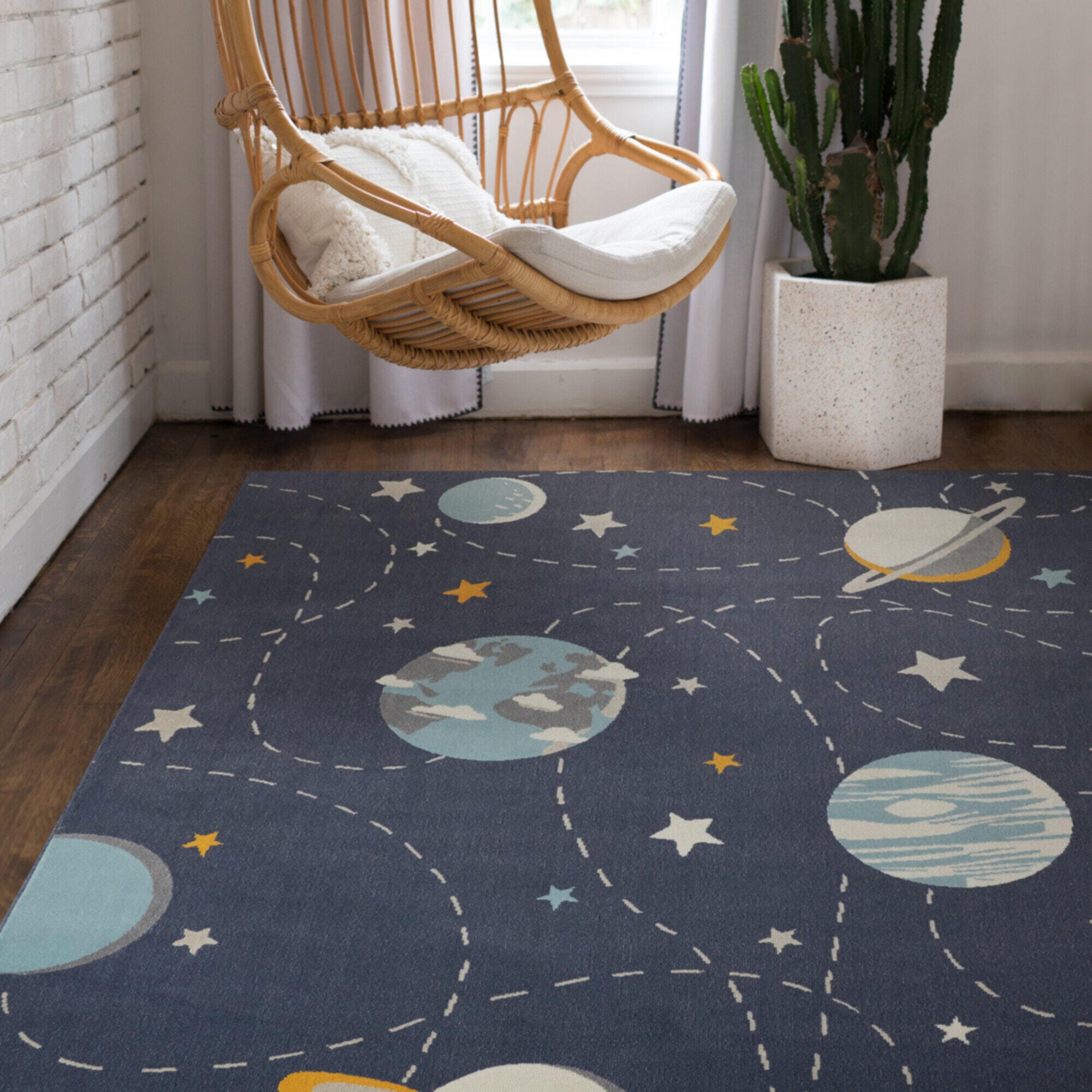 Sullivans Galaxy Orbit Kids 3' 11" x 5' 7" Area Rug, Blue, rollover