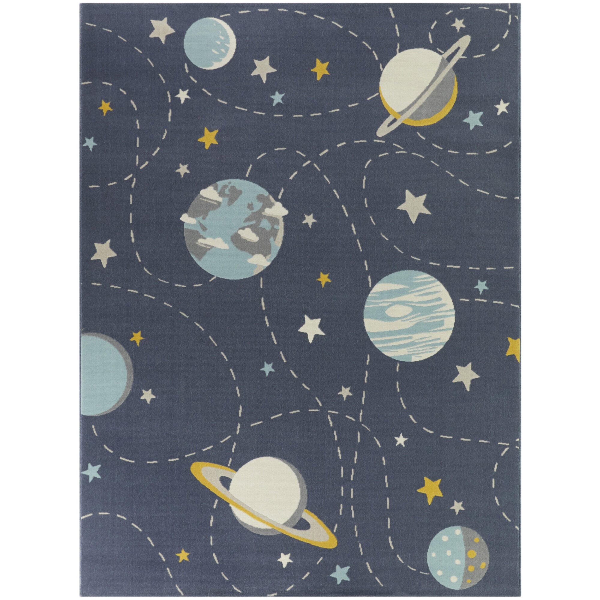 Sullivans Galaxy Orbit Kids 3' 11" x 5' 7" Area Rug, Blue, large