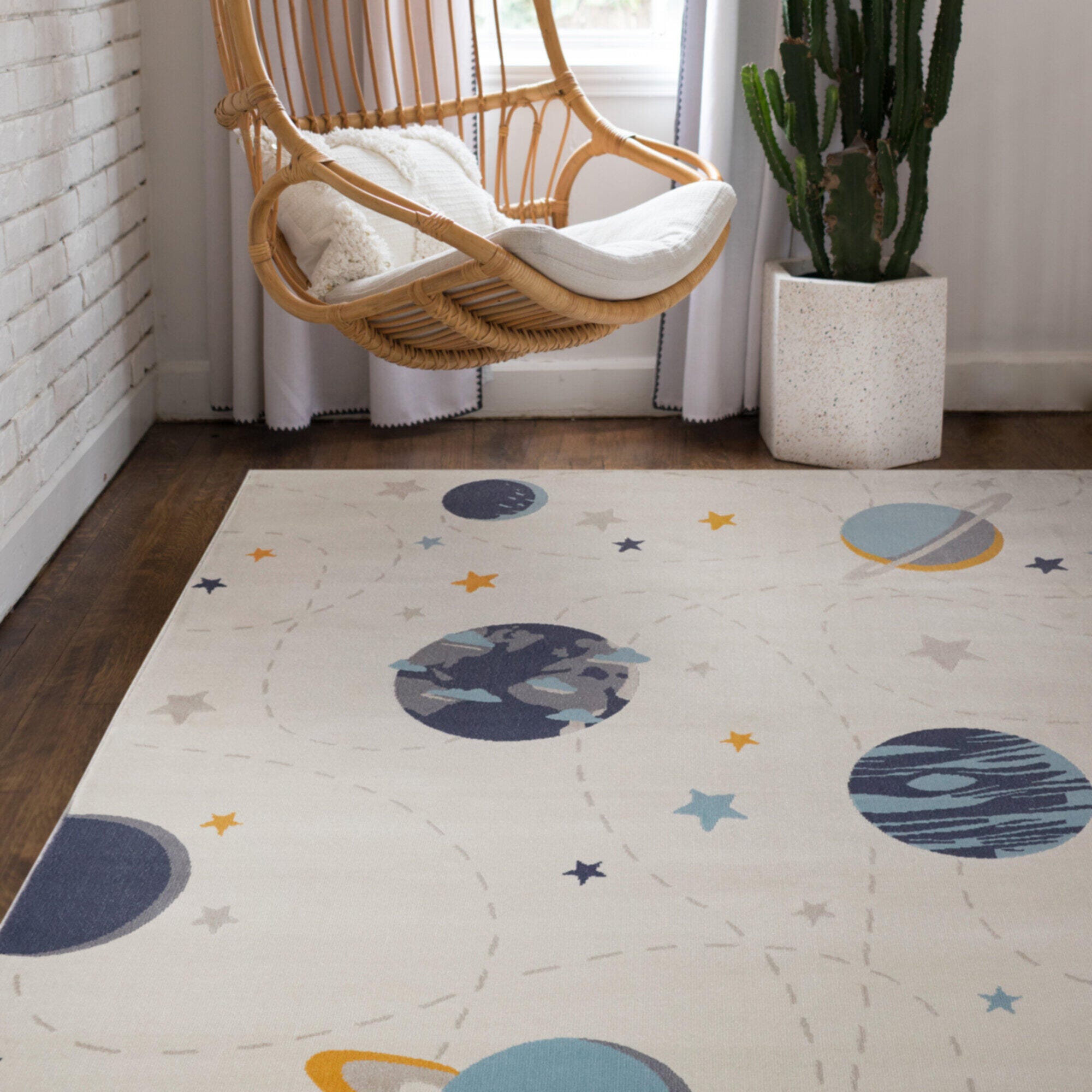 Sullivans Galaxy Orbit Kids 3' 11" x 5' 7" Area Rug, Cream, rollover