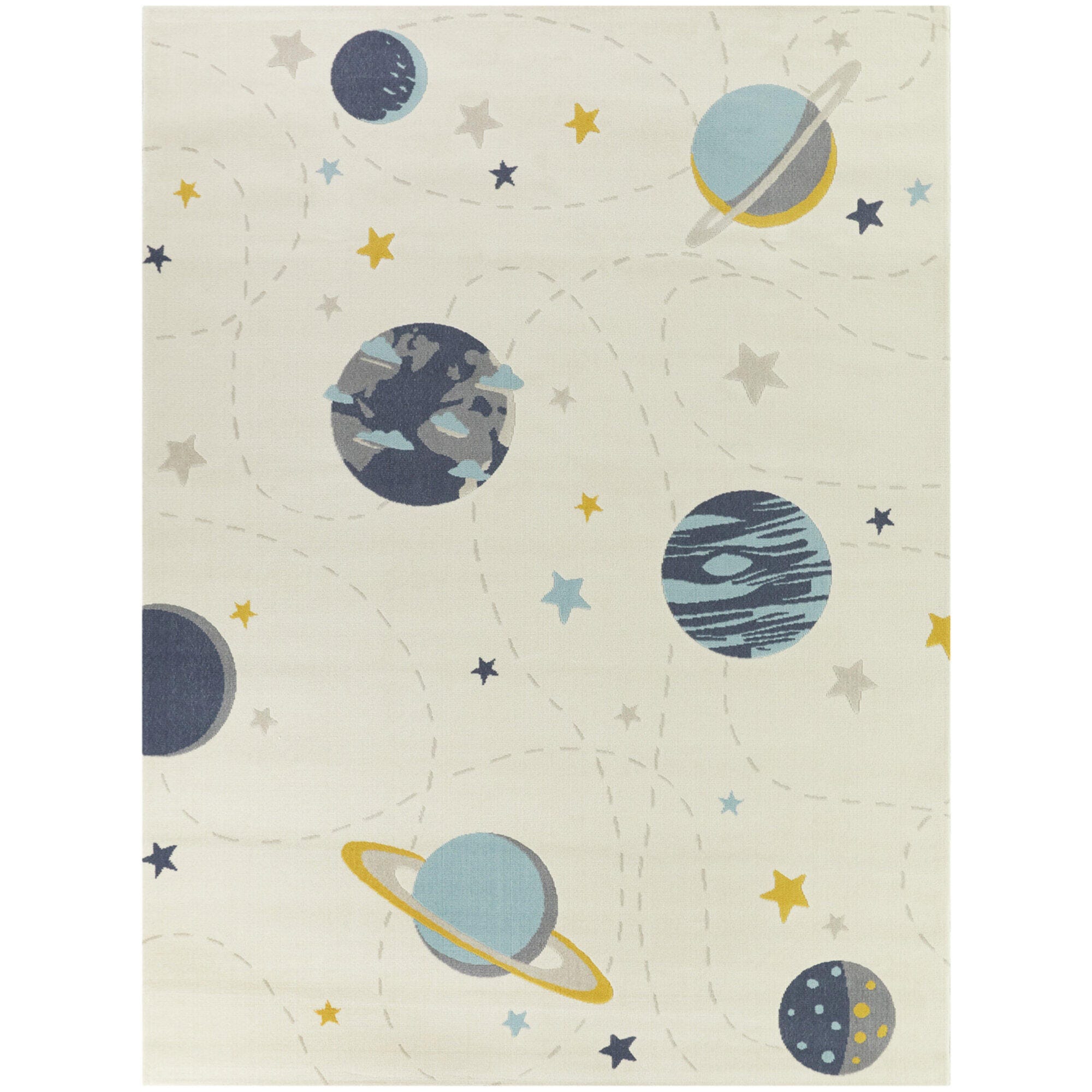 Sullivans Galaxy Orbit Kids 3' 11" x 5' 7" Area Rug, Cream, large