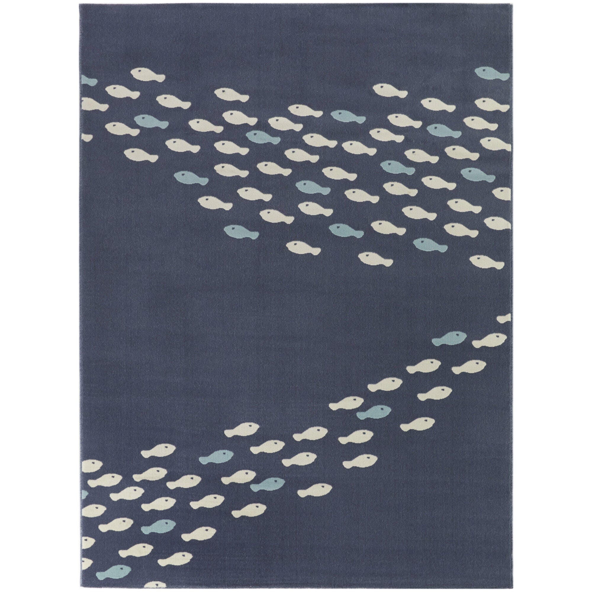 Sullivans Fish School Coastal 5' 3" x 7' Area Rug, Blue, large