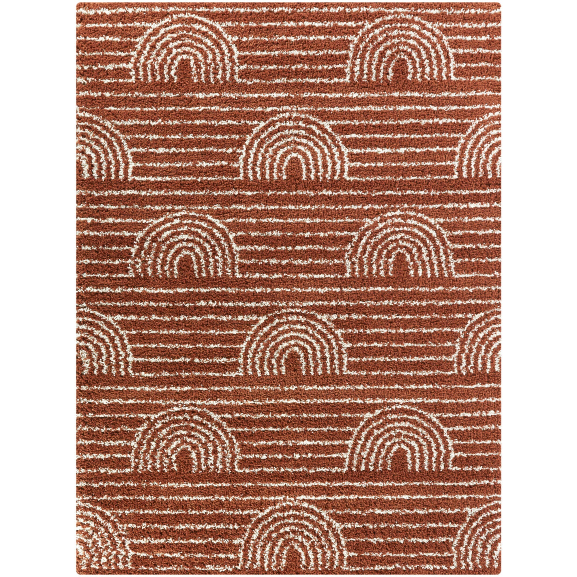 Sullivans Hailey Kids Rainbow Stripe 7' 10" x 10' Area Rug, Burnt Orange, large