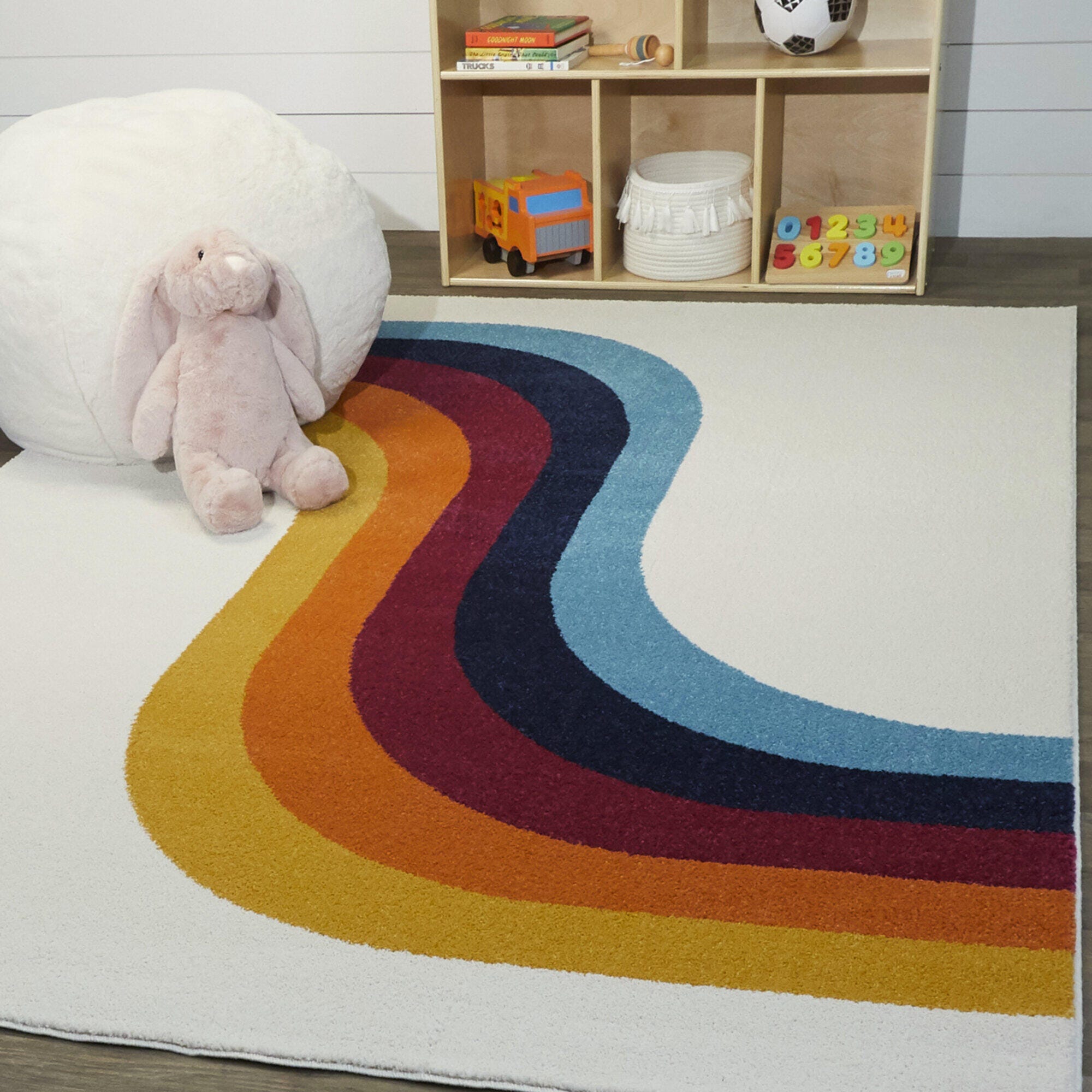Sullivans Caroline Kids Rainbow 5' 3" x 7' Area Rug, Cream, rollover