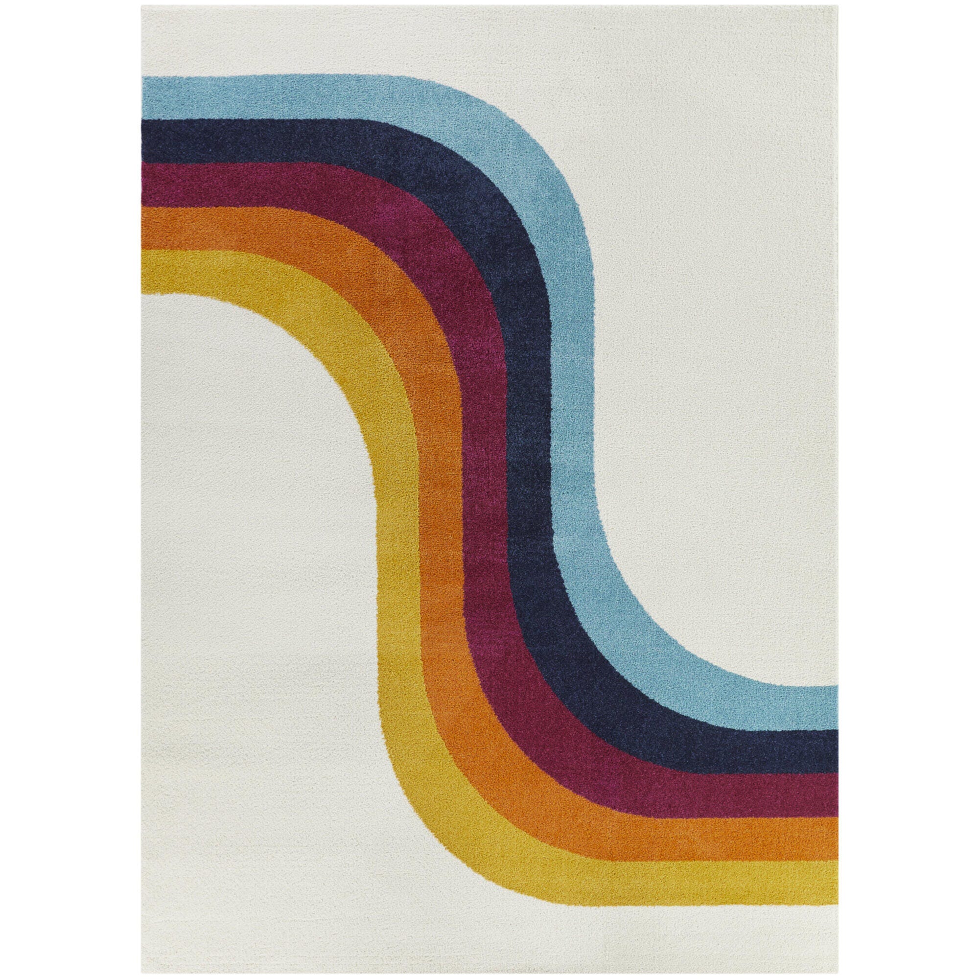 Sullivans Caroline Kids Rainbow 5' 3" x 7' Area Rug, Cream, large