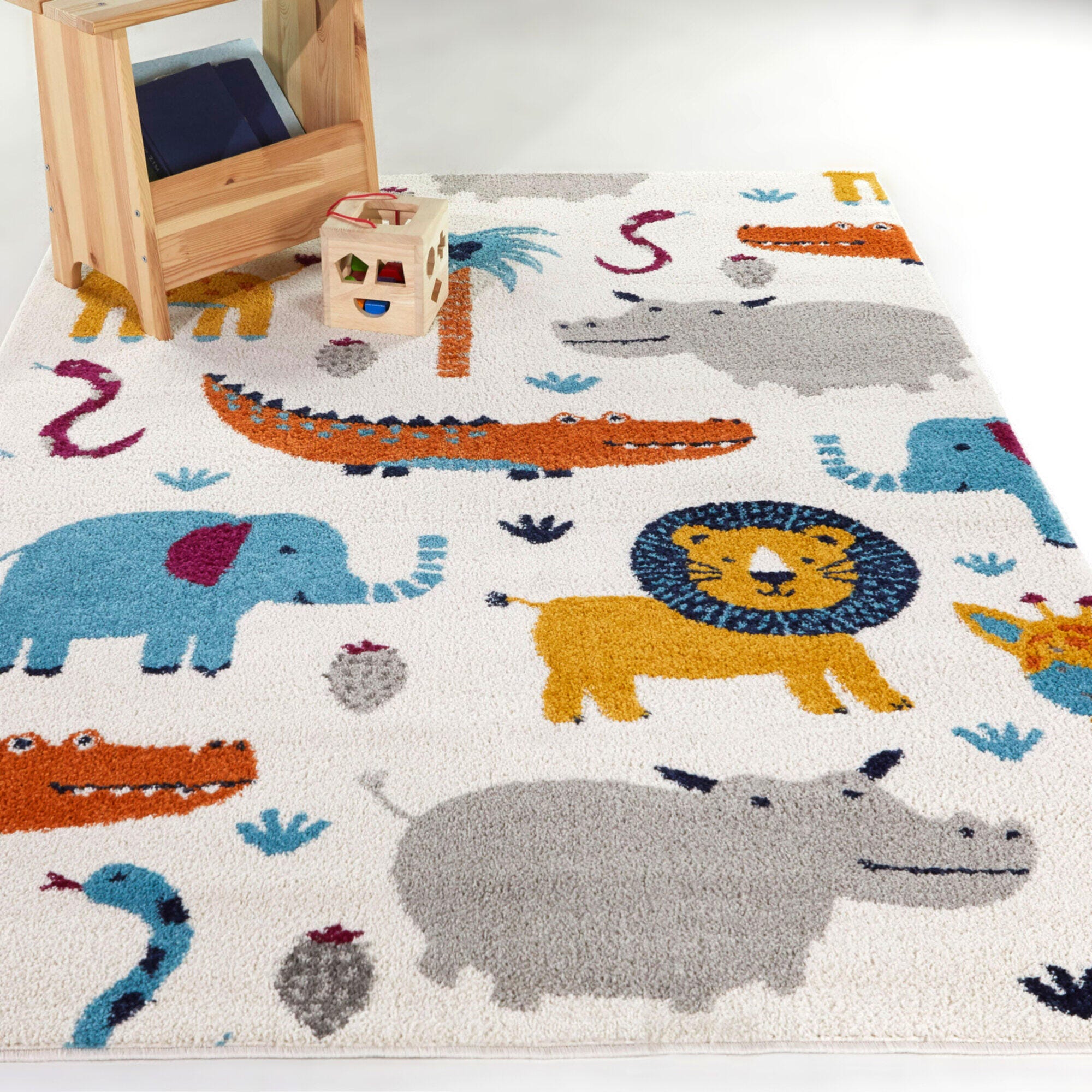 Sullivans Henry Kids Animal 5' 3" x 7' Area Rug, Cream, rollover