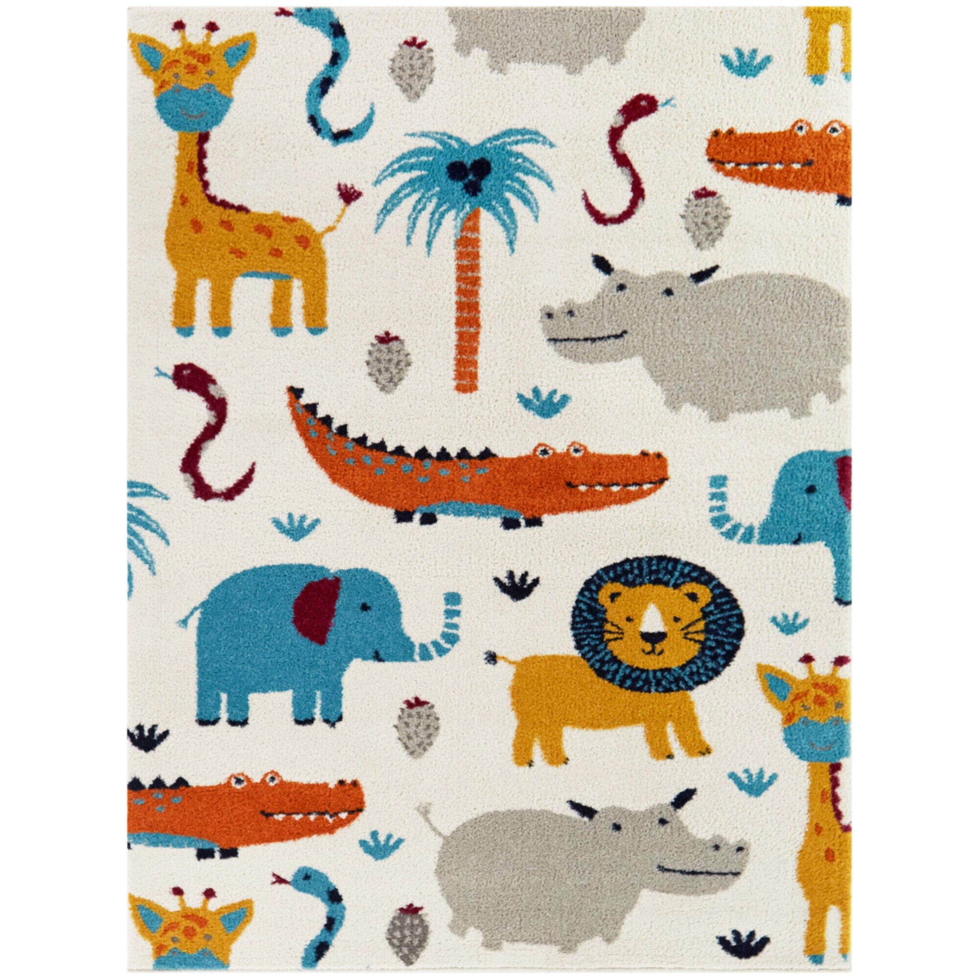 Sullivans Henry Kids Animal 5' 3" x 7' Area Rug, Cream, large