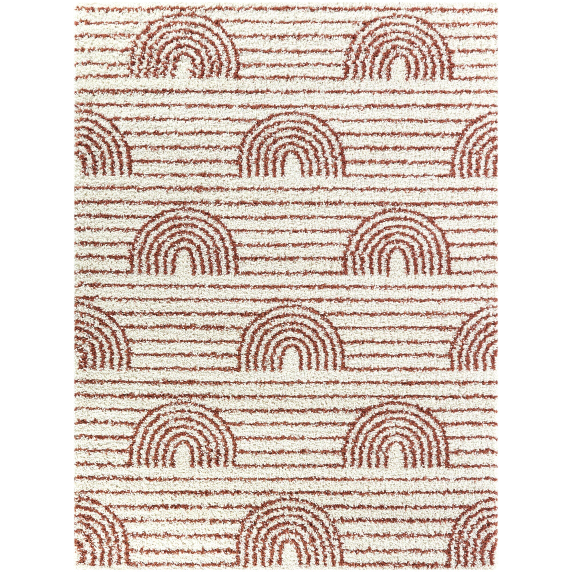Sullivans Hailey Kids Rainbow Stripe 5' 3" x 7' Area Rug, White/Orange, large