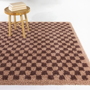 Sullivans Covey Checkered Shag 4' 4" x 6' Area Rug, Burgundy/Blush, rollover
