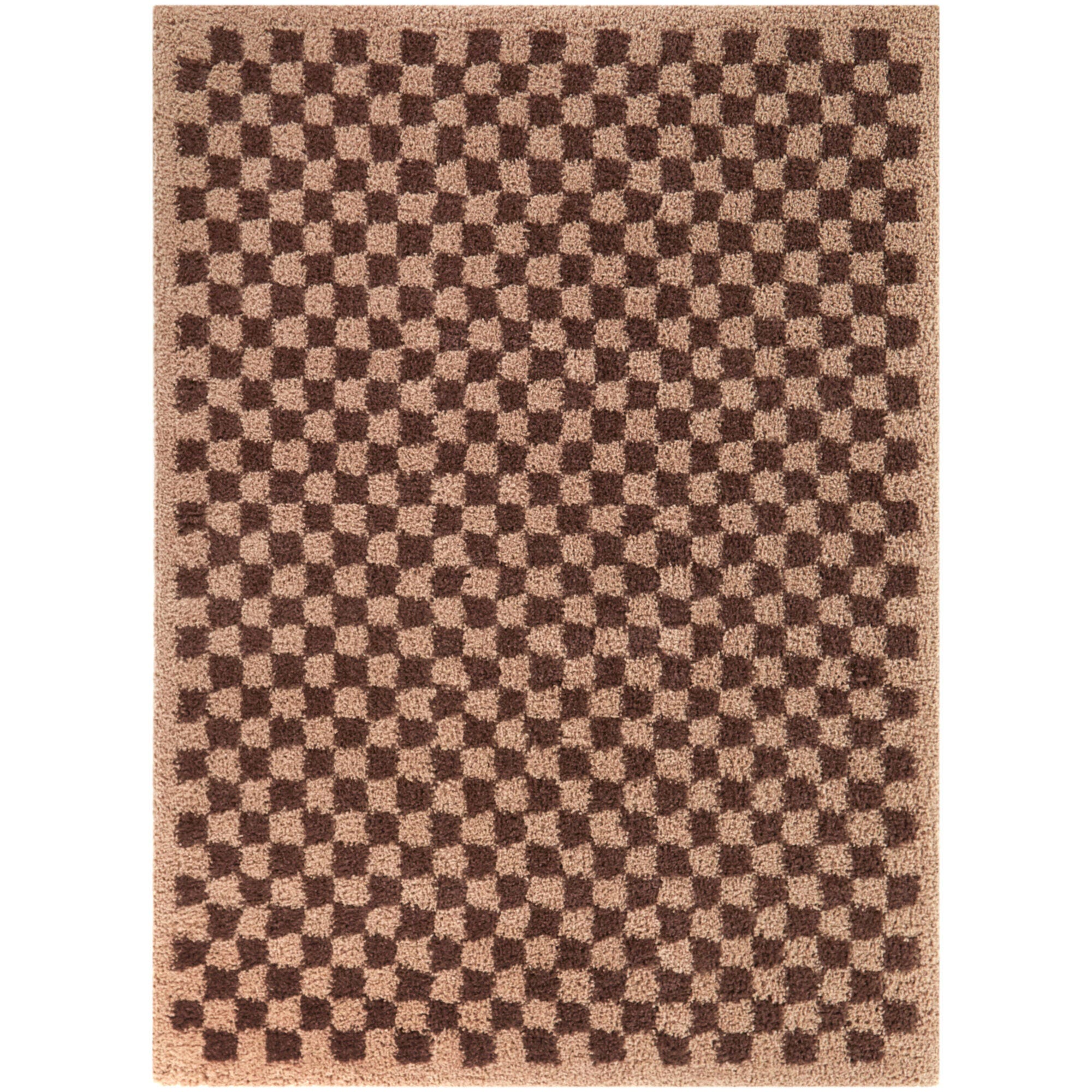 Sullivans Covey Checkered Shag 4' 4" x 6' Area Rug, Burgundy/Blush, large