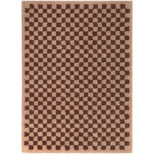 Sullivans Covey Checkered Shag 4' 4" x 6' Area Rug, Burgundy/Blush, large