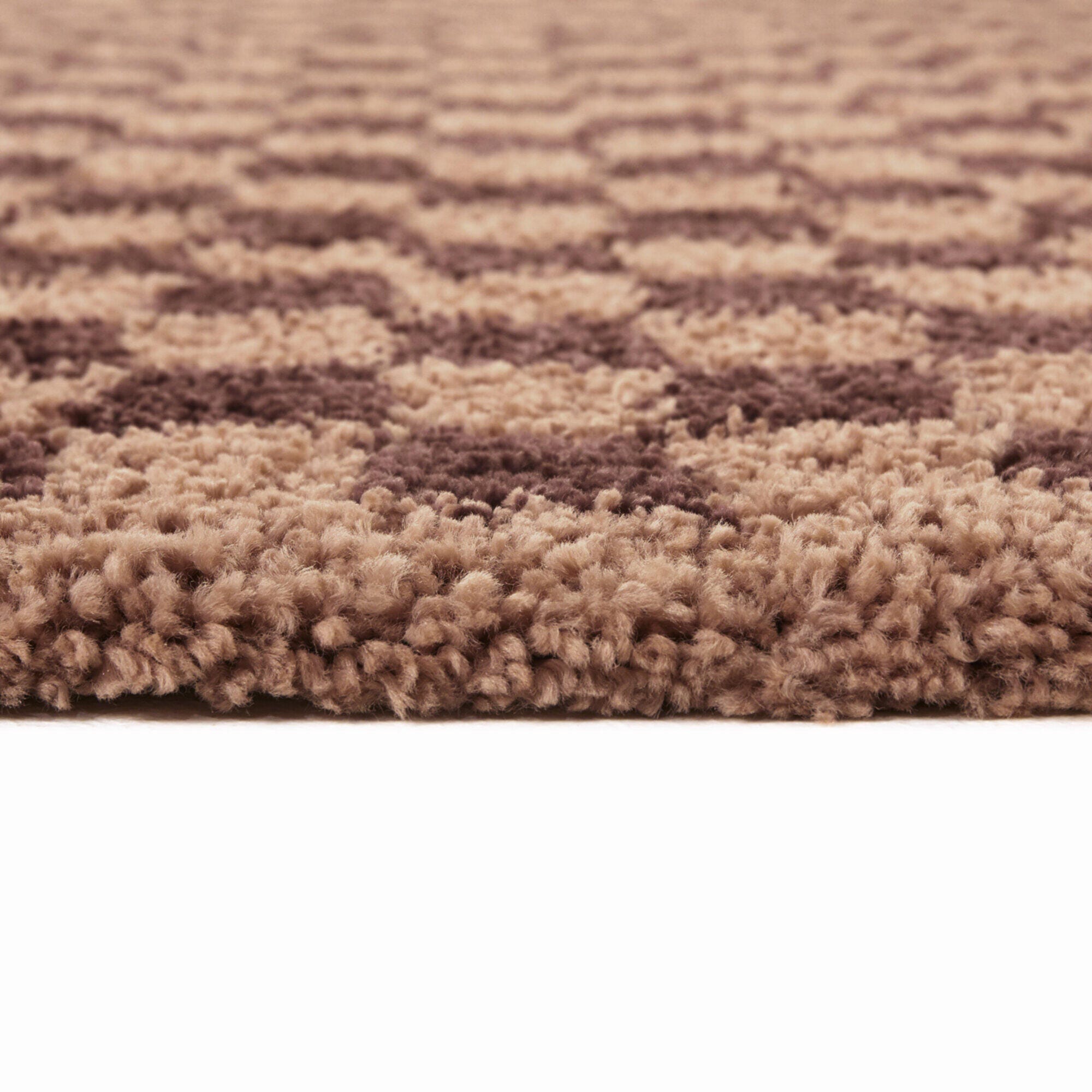 Sullivans Covey Checkered Shag 6' 7" x 9' Area Rug, Burgundy/Blush, large