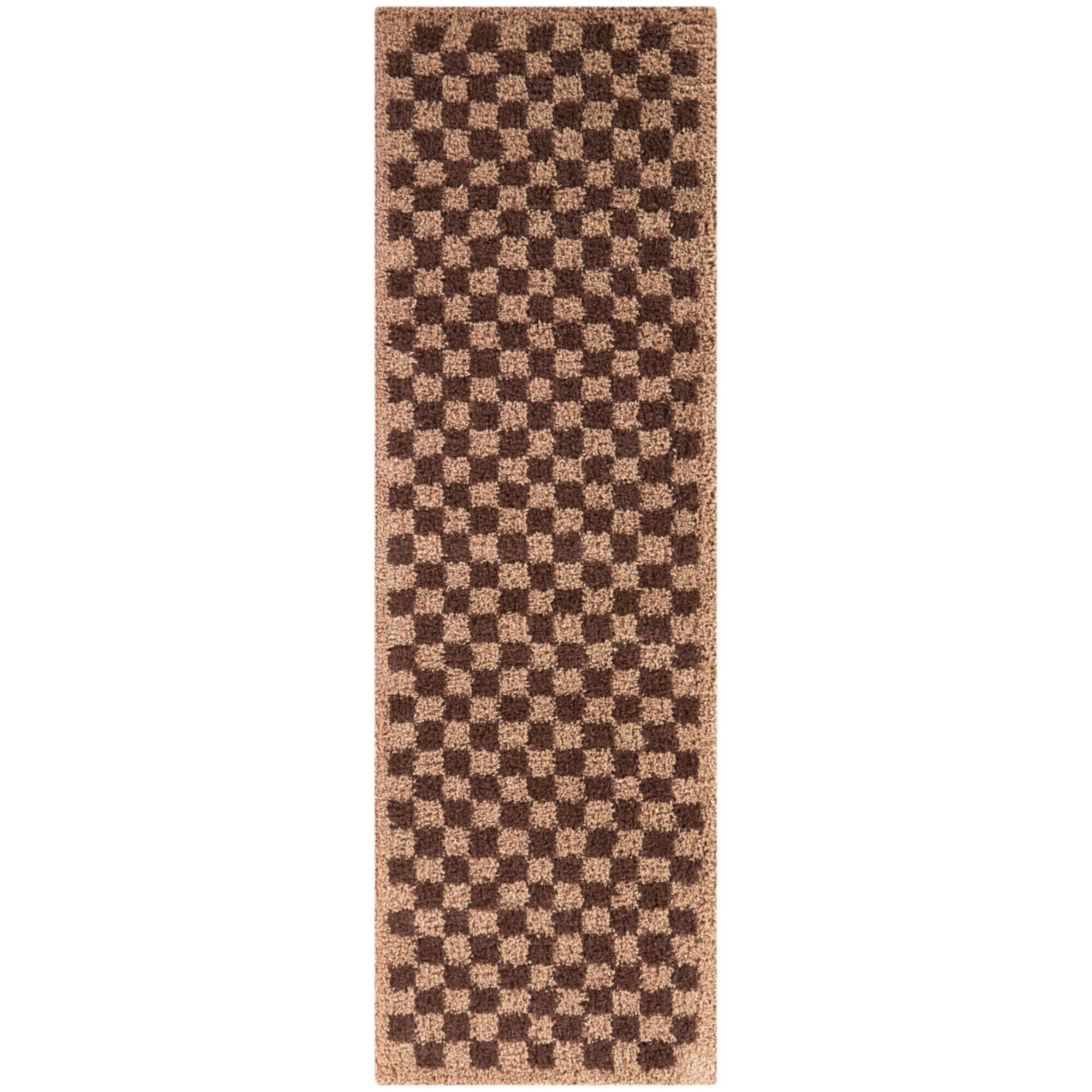 Balta Covey Checkered Shag 6' 7" x 6' 7" Square, Burgundy/Blush, large
