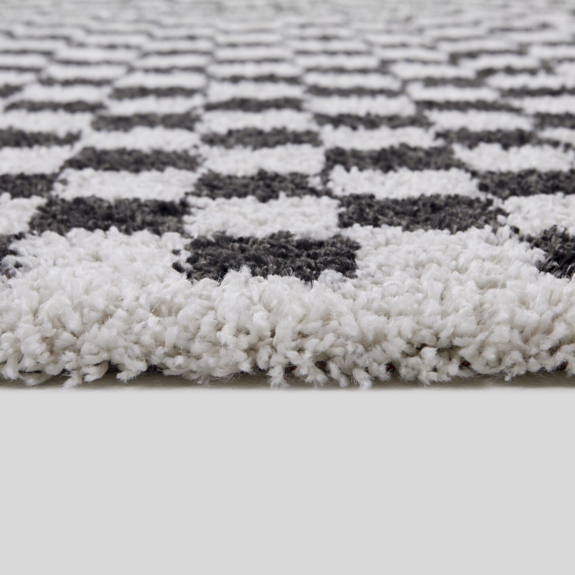 Balta Covey Checkered Shag 5' 3" x 7' Area Rug, Charcoal, large