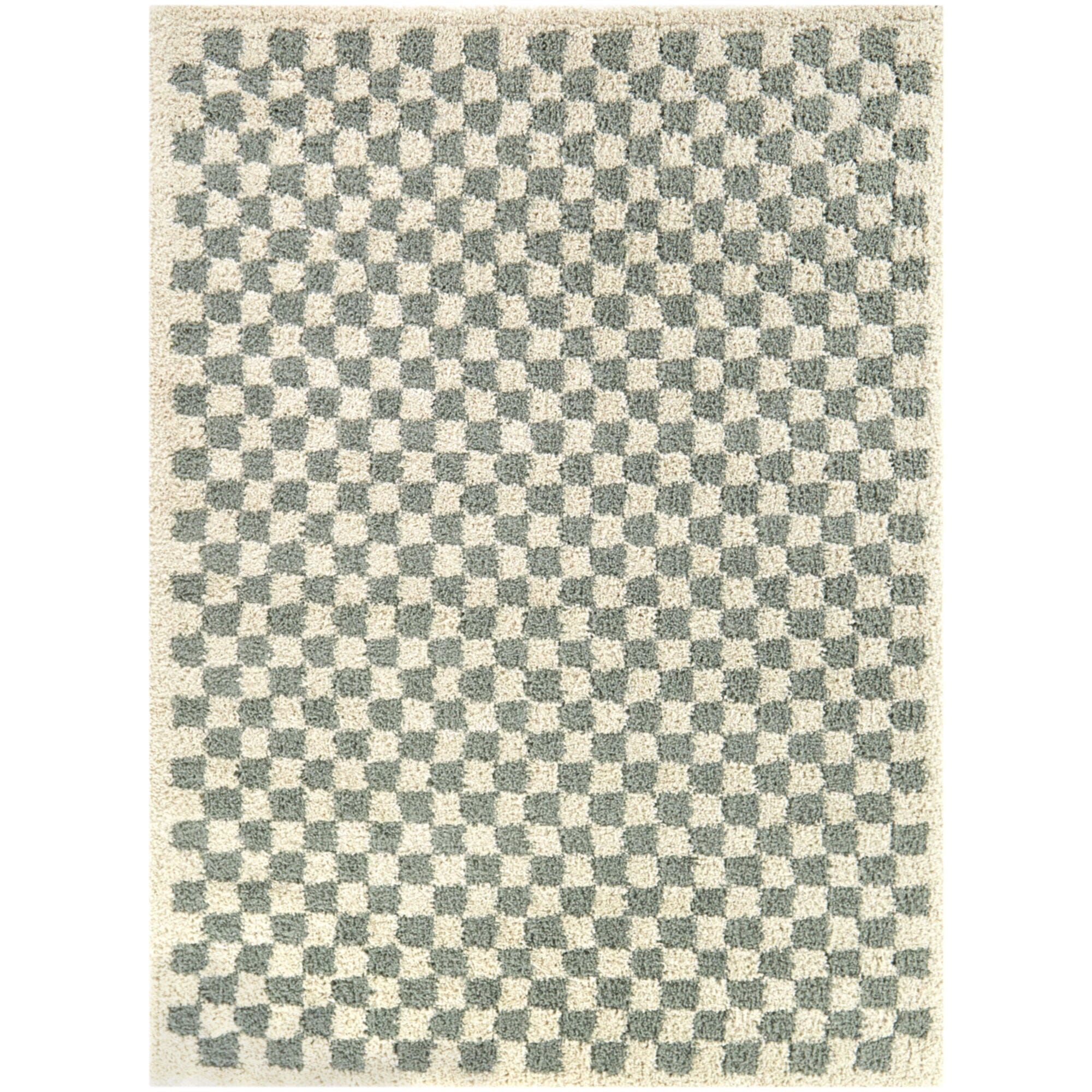 Balta Covey Checkered Shag 4' 4" x 6' Area Rug, Sage, large