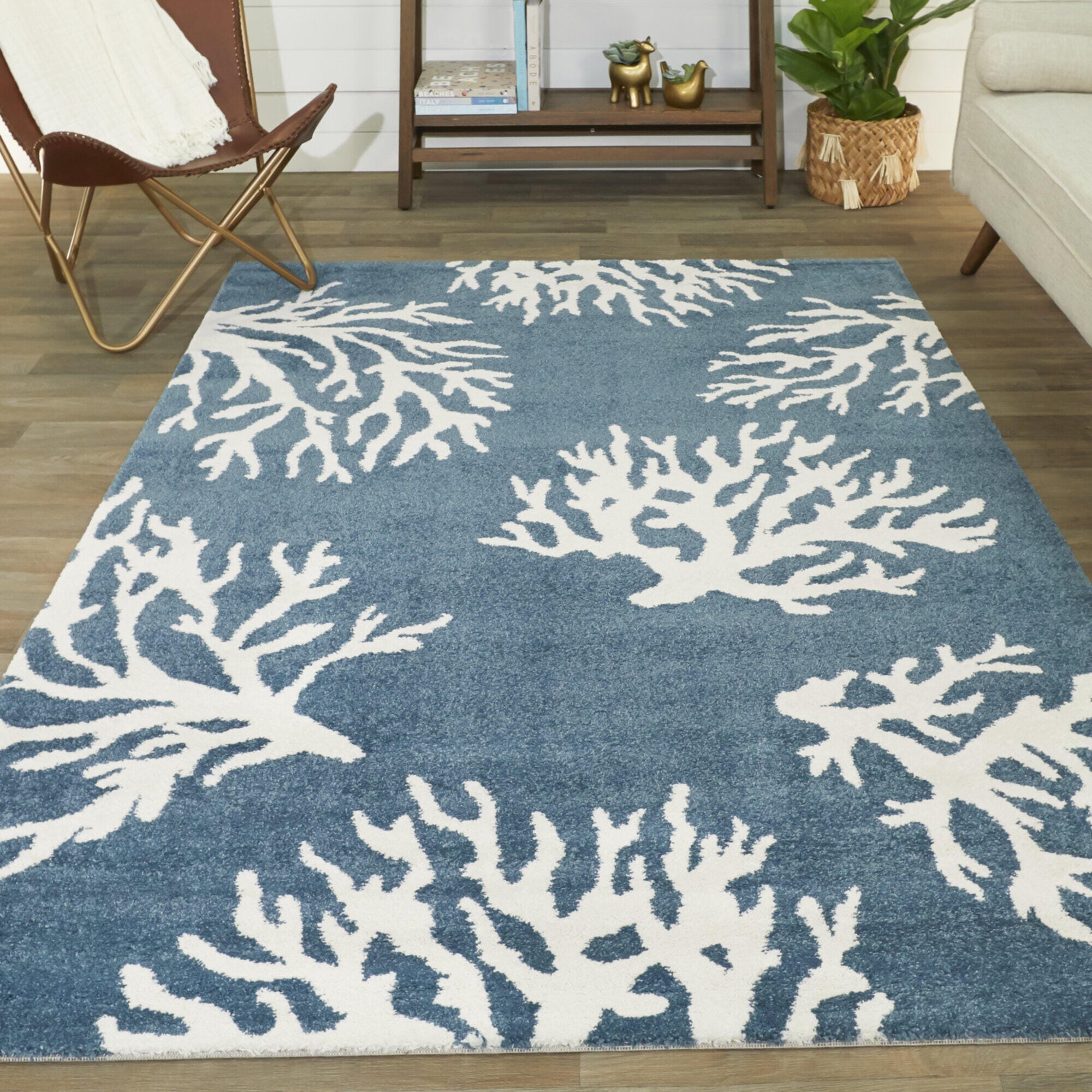 Balta Caistor Coastal Coral Print 7' 10" x 10' Area Rug, White, rollover