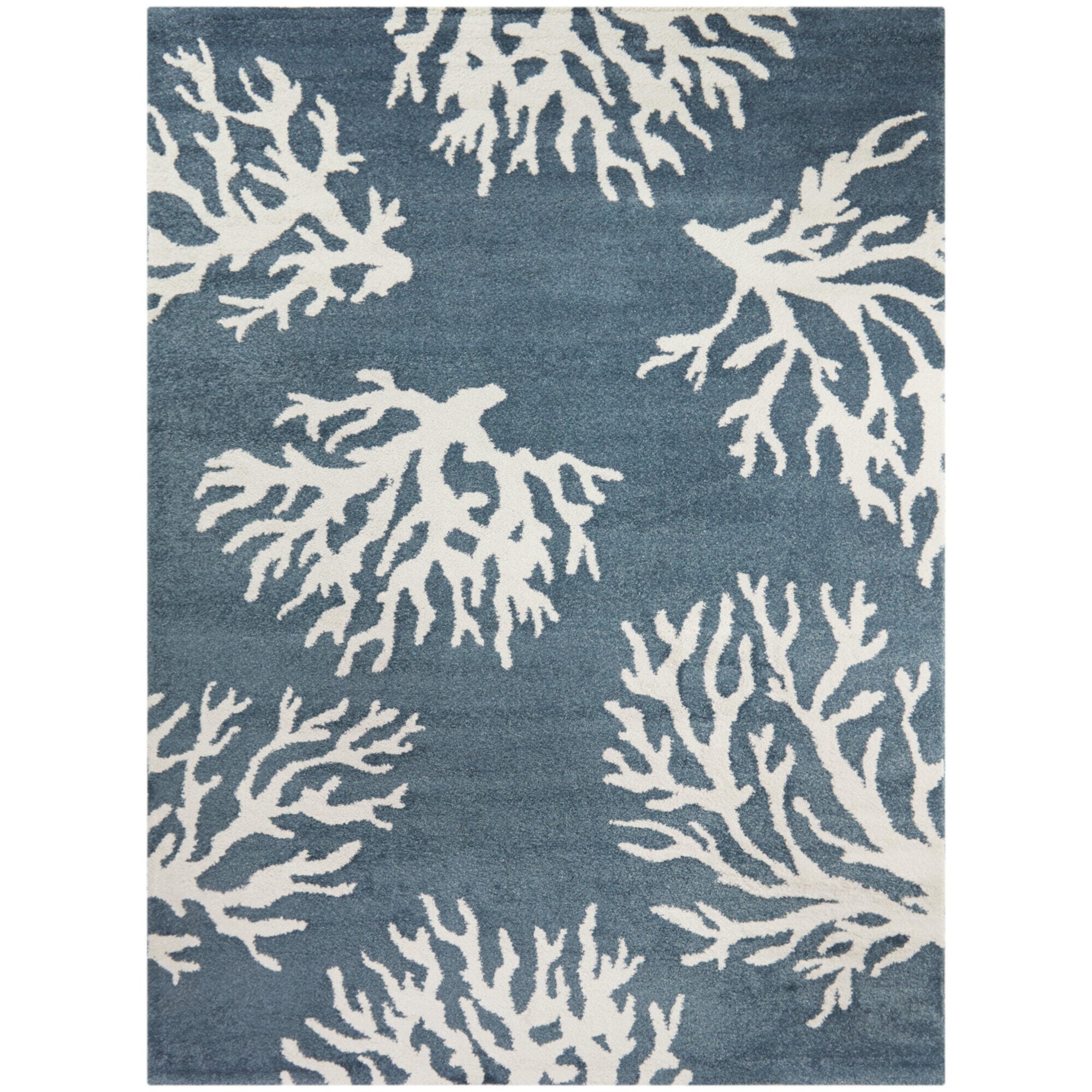 Balta Caistor Coastal Coral Print 5' 3" x 7' Area Rug, White, large