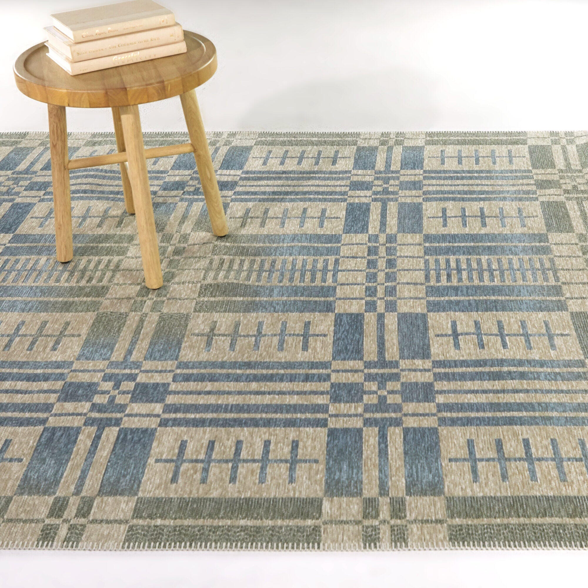 Balta Daurat Modern Geometric 5' 3" x 7' Area Rug, Blue, rollover