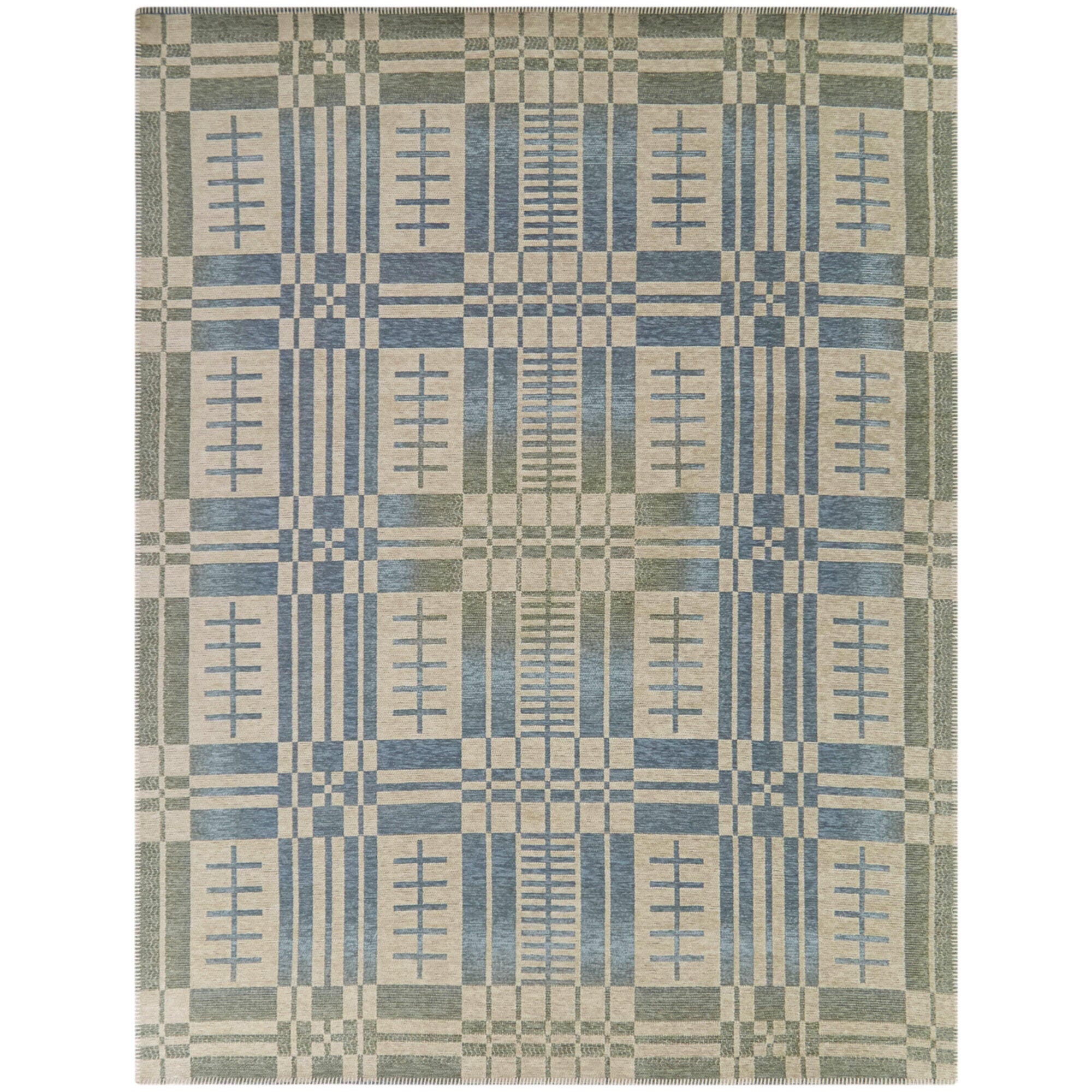 Balta Daurat Modern Geometric 5' 3" x 7' Area Rug, Blue, large