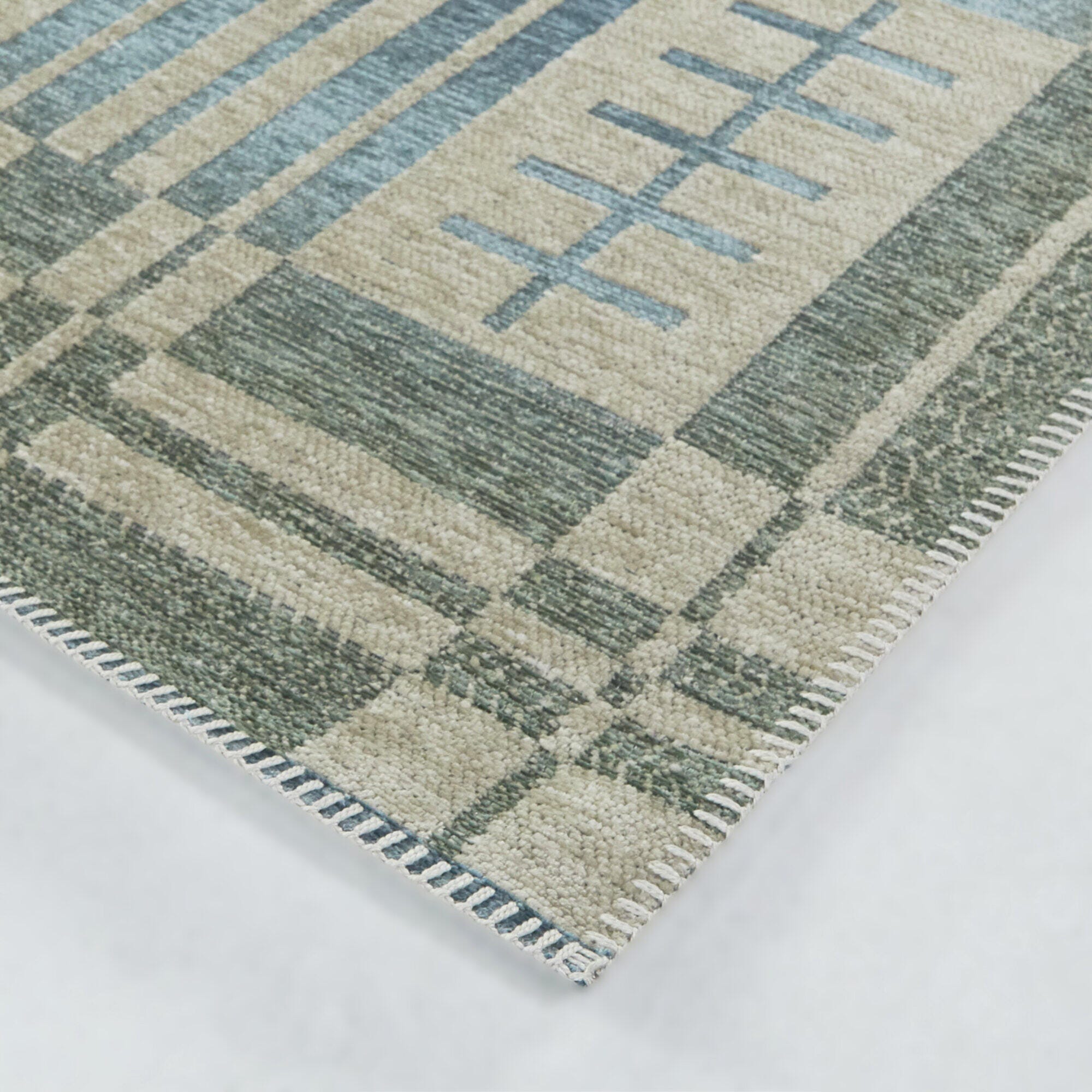 Balta Daurat Modern Geometric 5' 3" x 7' Area Rug, Blue, large
