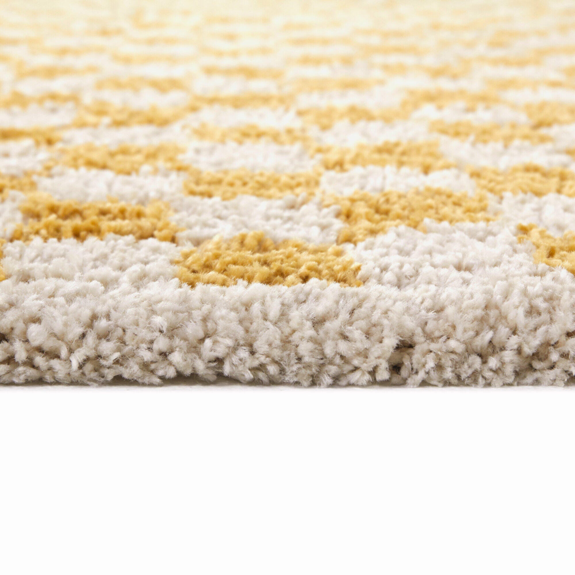 Balta Covey Checkered Shag 4' 4" x 6' Area Rug, Mustard, large