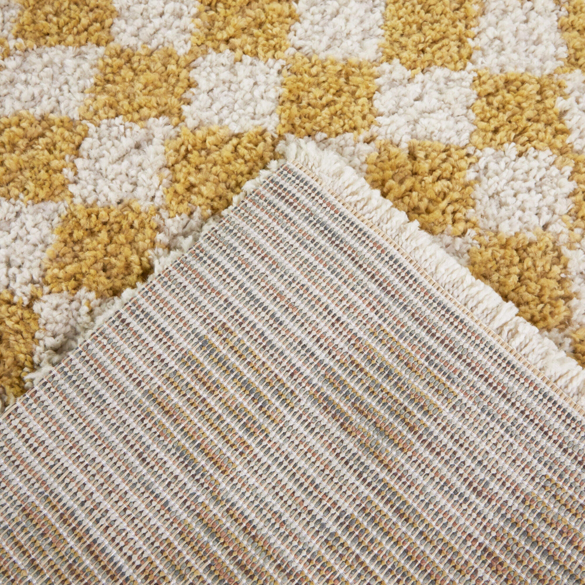 Balta Covey Checkered Shag 2' 2" x 10' Runner Rug, Mustard, large