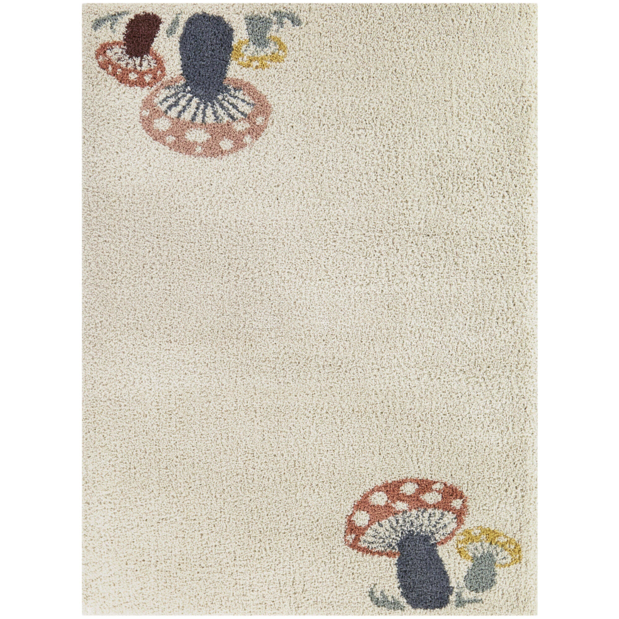Balta Mushroom Kids Nature 5' 3" x 7' Area Rug, Cream, large