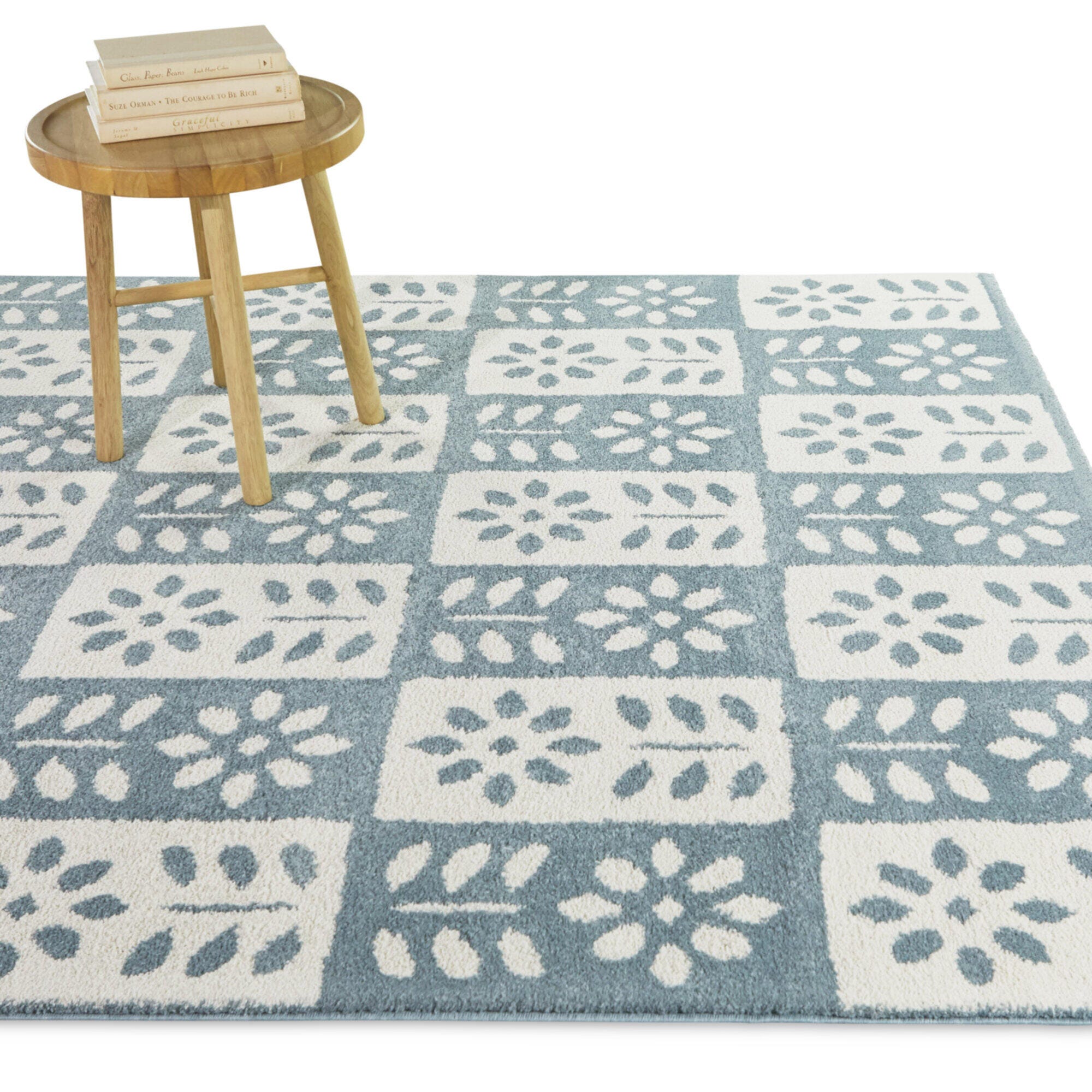 Balta Karol Modern Floral 5' 3" x 7' Area Rug, Blue, rollover