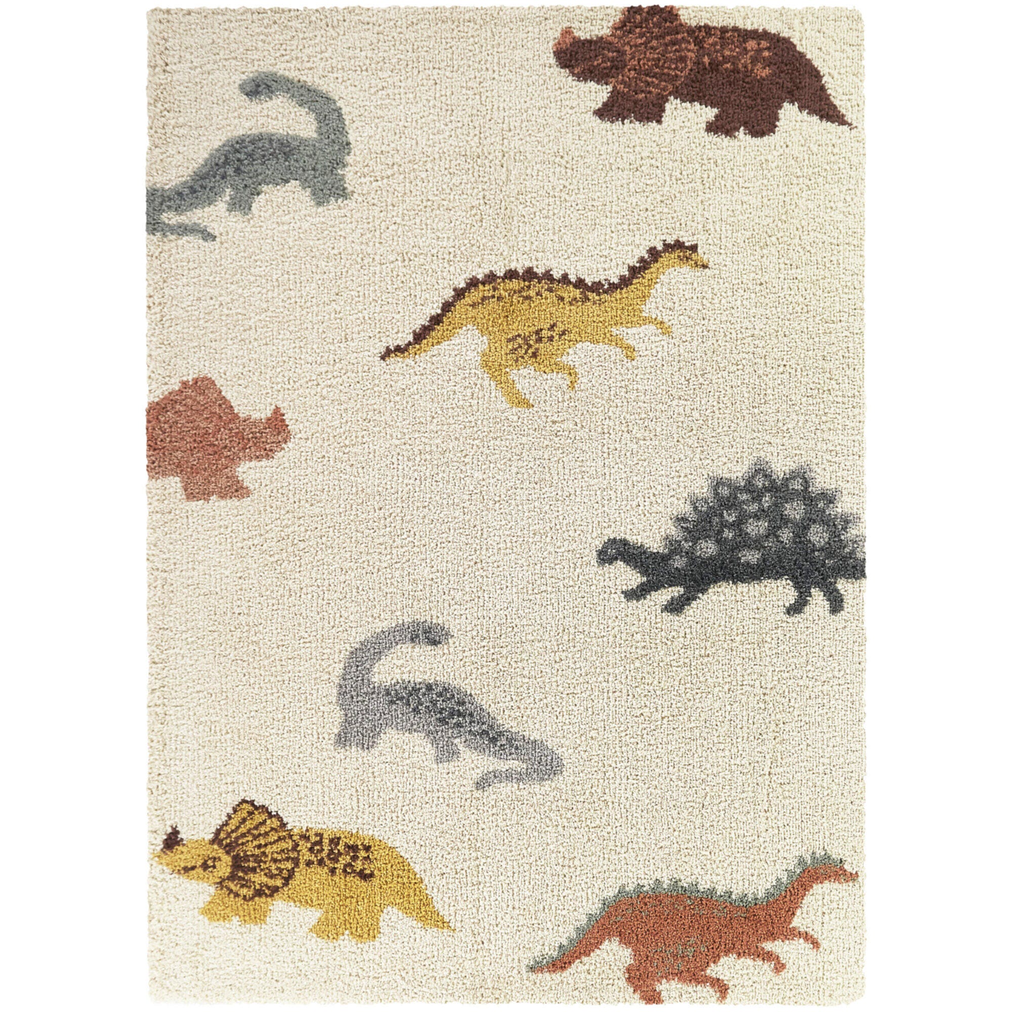Balta Dinosaur Kids Dino Shag 5' 3" x 7' Area Rug, Cream, large