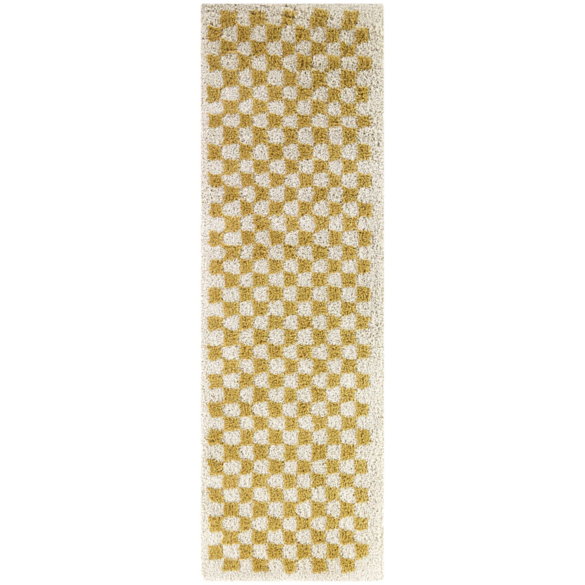 Balta Covey Checkered Shag 6' 7" x 6' 7" Square, Mustard, large